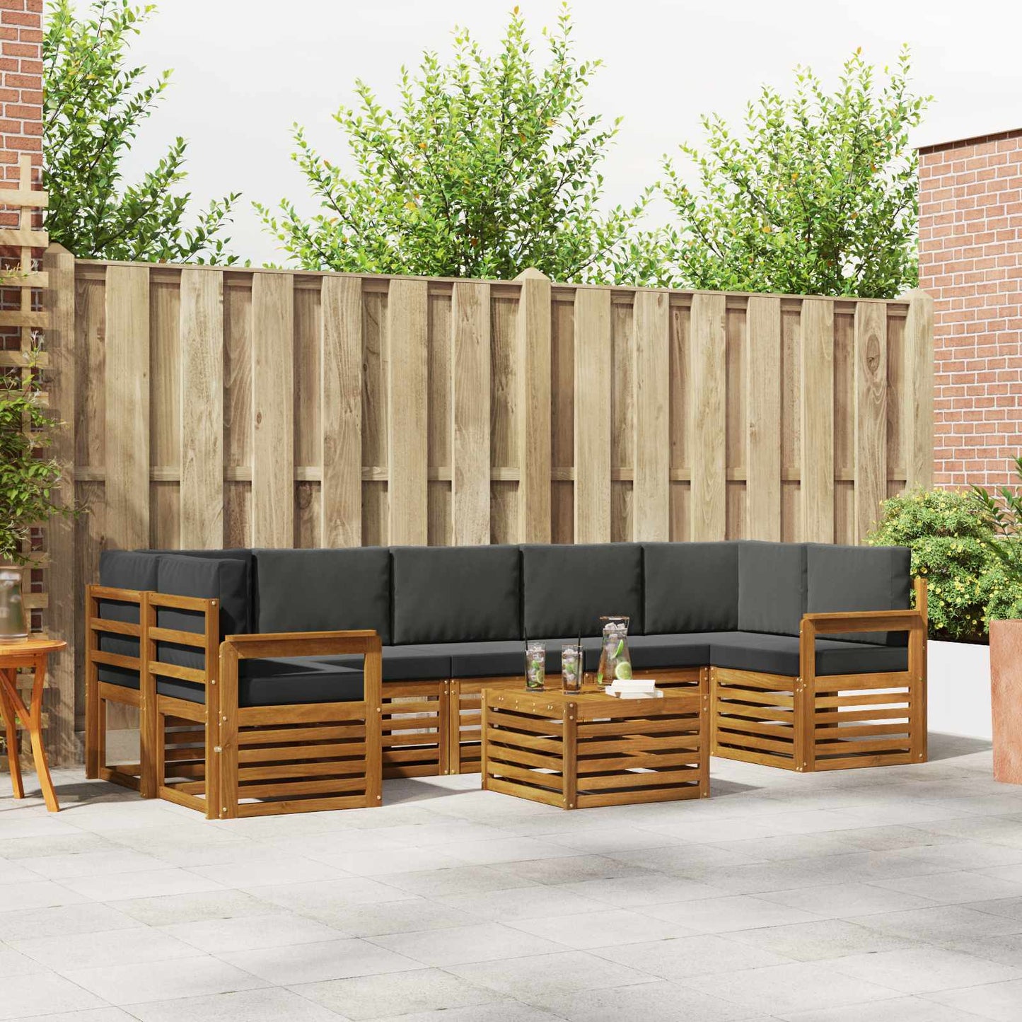 Outdoor-Sofagarnitur 8 stk. Natur und Anthrazit