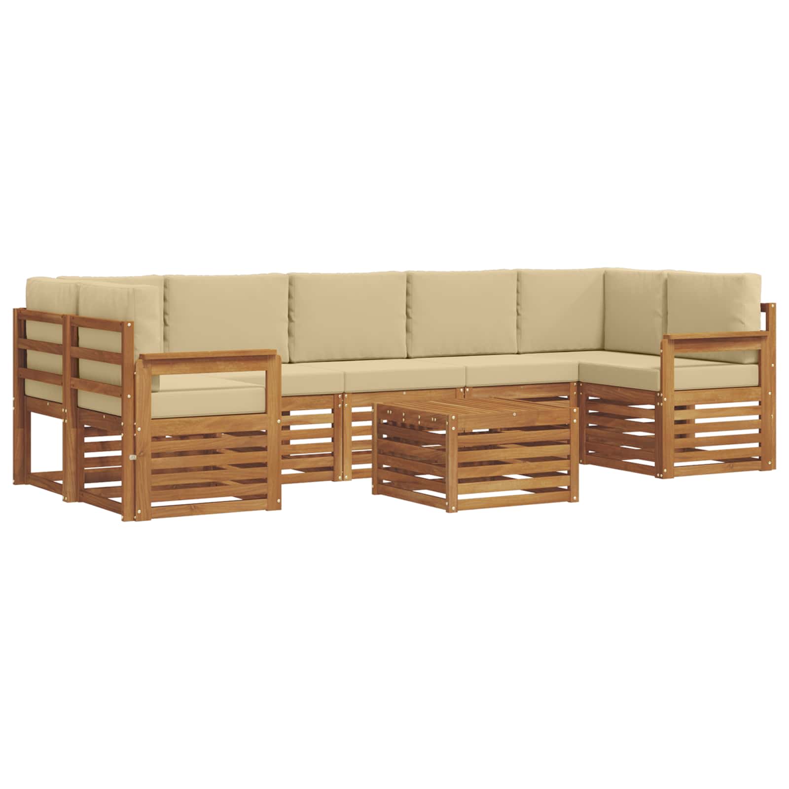 Outdoor-Sofagarnitur 8 pcs Natur und Beige Massivholz Akazie