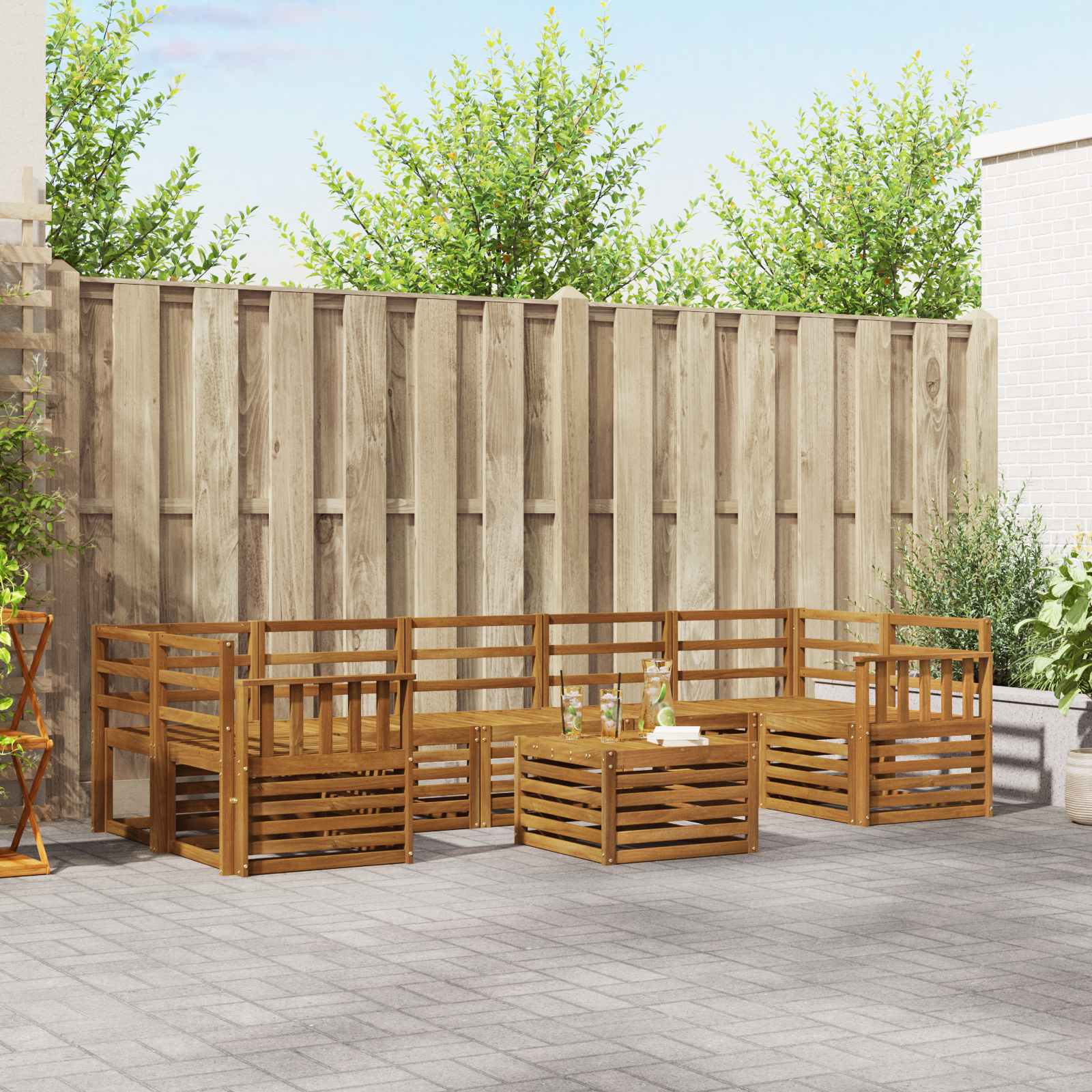 Sofagarnituren 8 pcs Natur Massivholz Akazie
