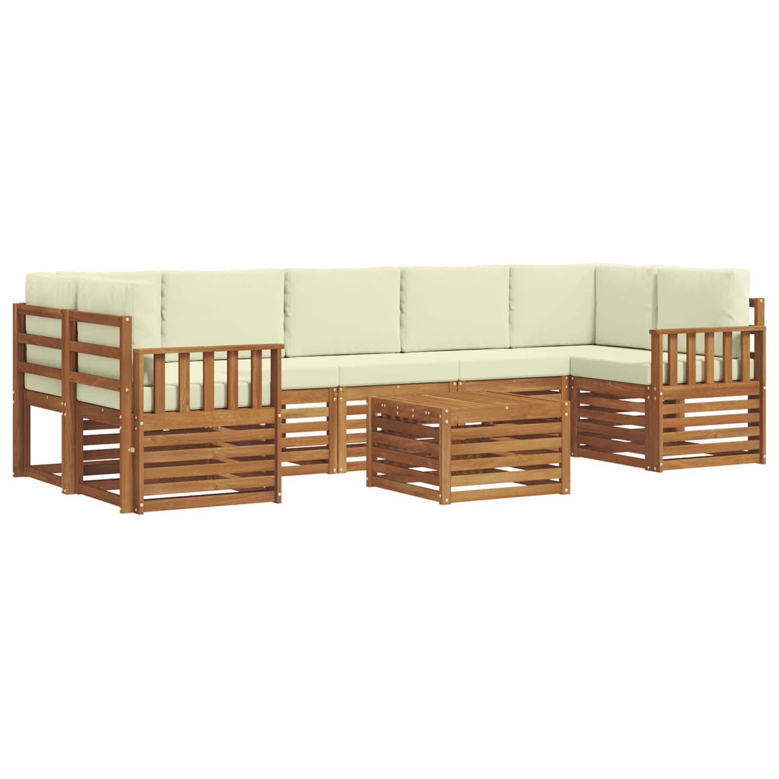 Outdoor-Sofagarnitur 8 pcs Natur und Creme Massivholz Akazie