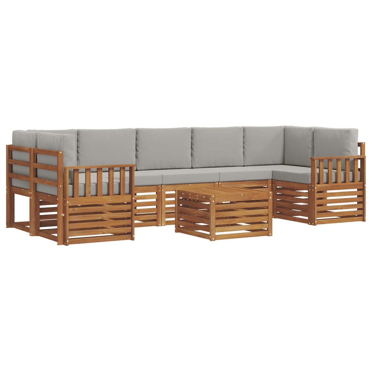 Outdoor-Sofagarnitur mit Kissen 8 pcs Natürlich und Hellgrau