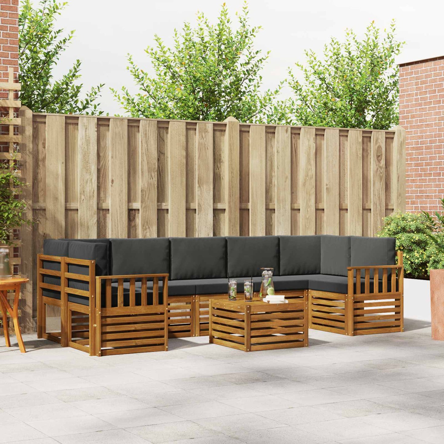 Outdoor-Sofagarnitur 8 stk. Natur und Anthrazit
