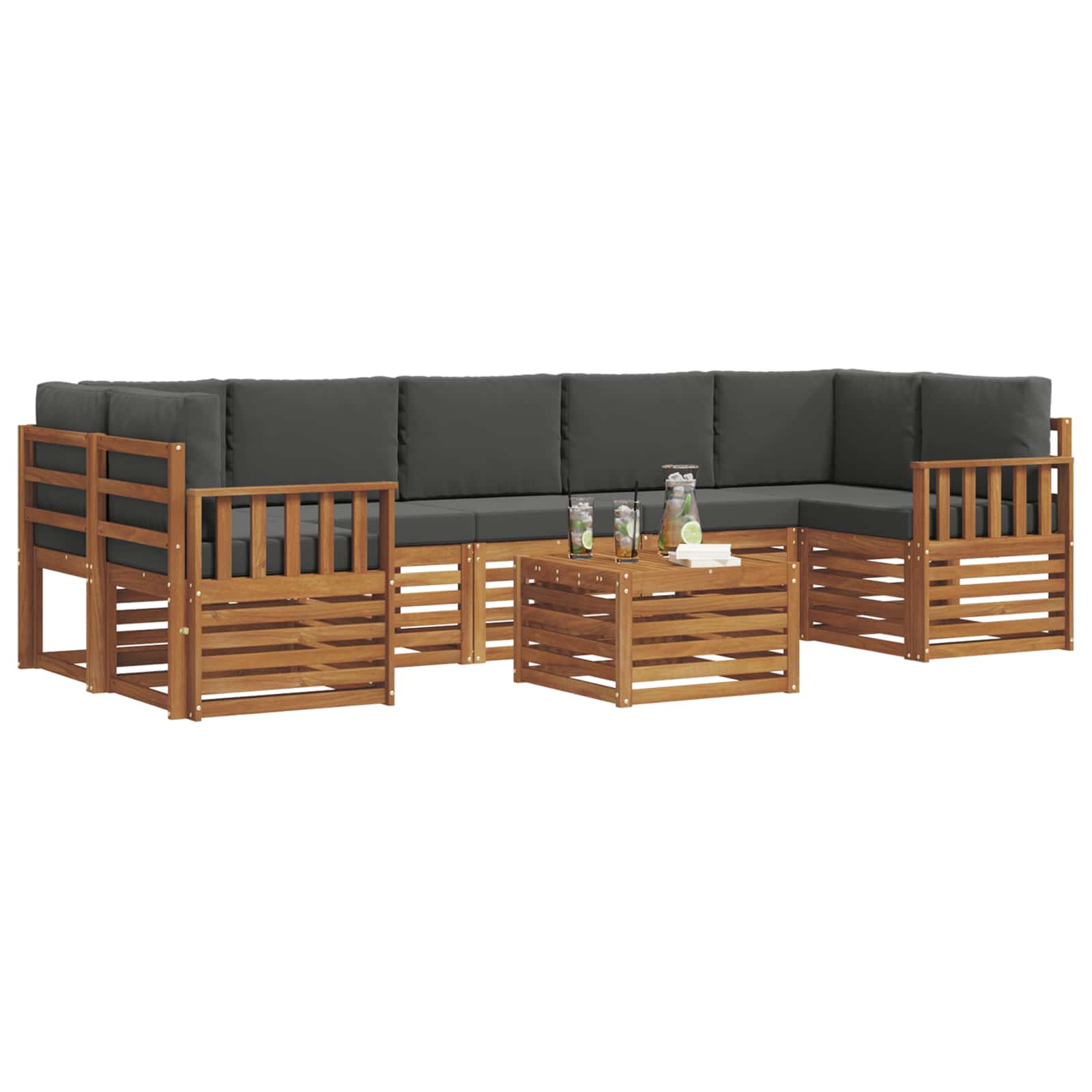 Outdoor-Sofagarnitur 8 stk. Natur und Anthrazit