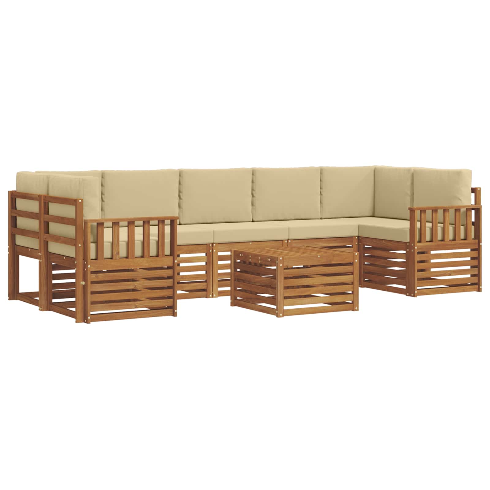 Outdoor-Sofagarnitur 8 pcs Natur und Beige Massivholz Akazie