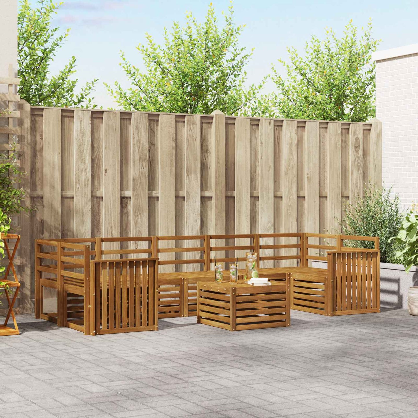 Sofagarnituren 8 pcs Natur Massivholz Akazie