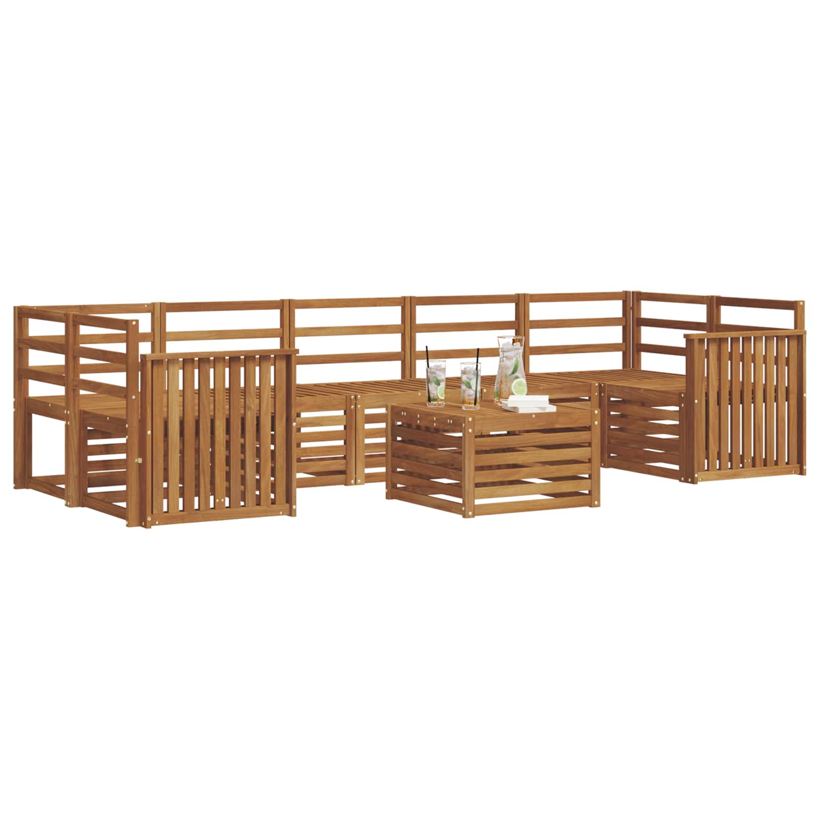 Sofagarnituren 8 pcs Natur Massivholz Akazie