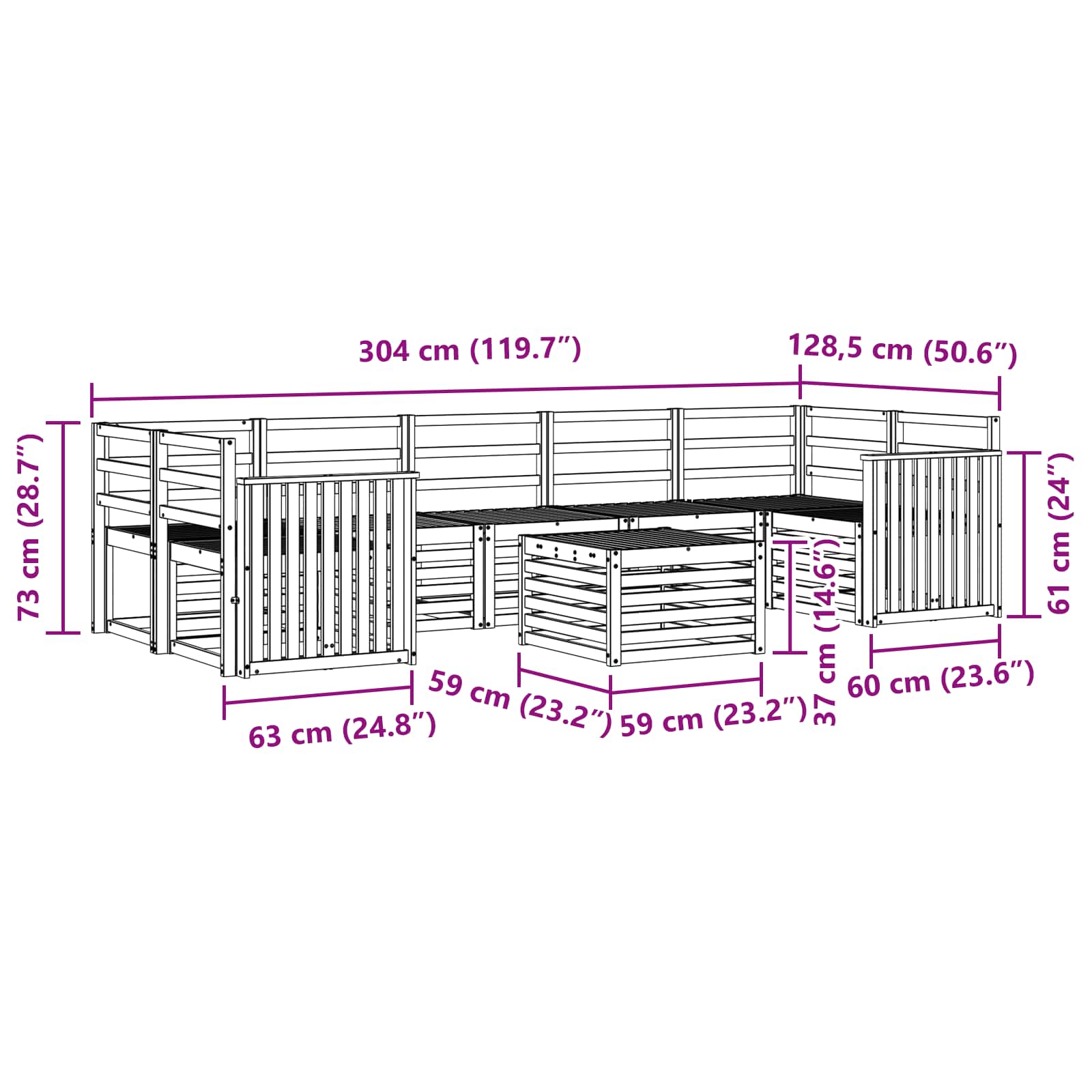 Sofagarnituren 8 pcs Natur Massivholz Akazie