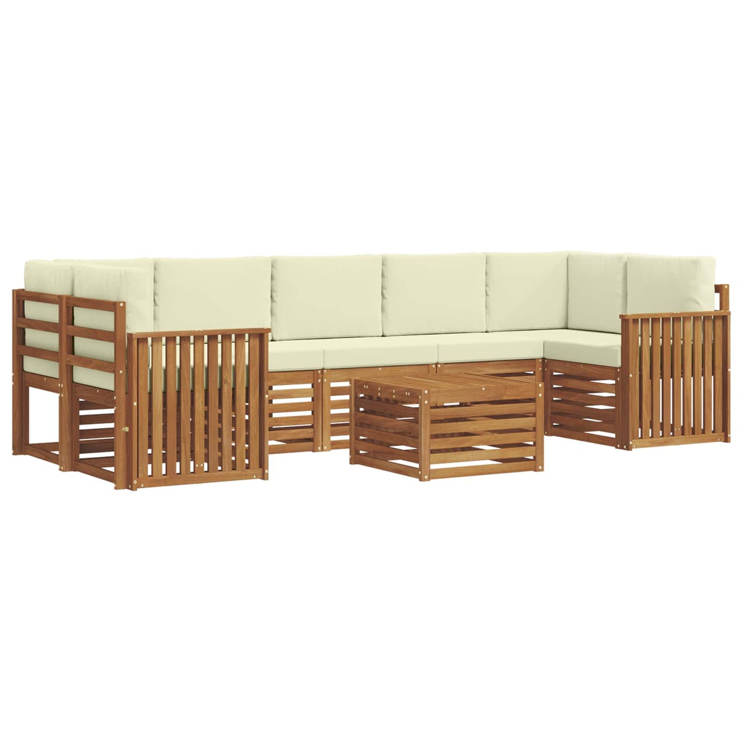 Outdoor-Sofagarnitur 8 pcs Natur und Creme Massivholz Akazie