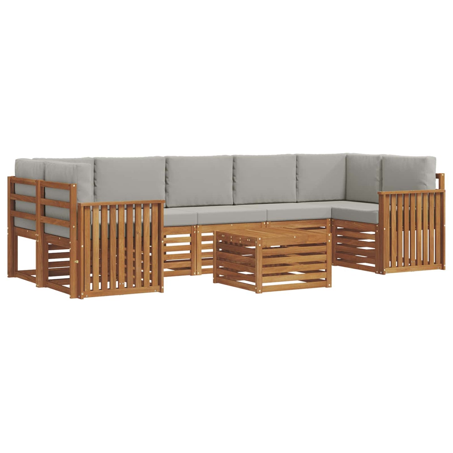 Outdoor-Sofagarnitur mit Kissen 8 pcs Natürlich und Hellgrau