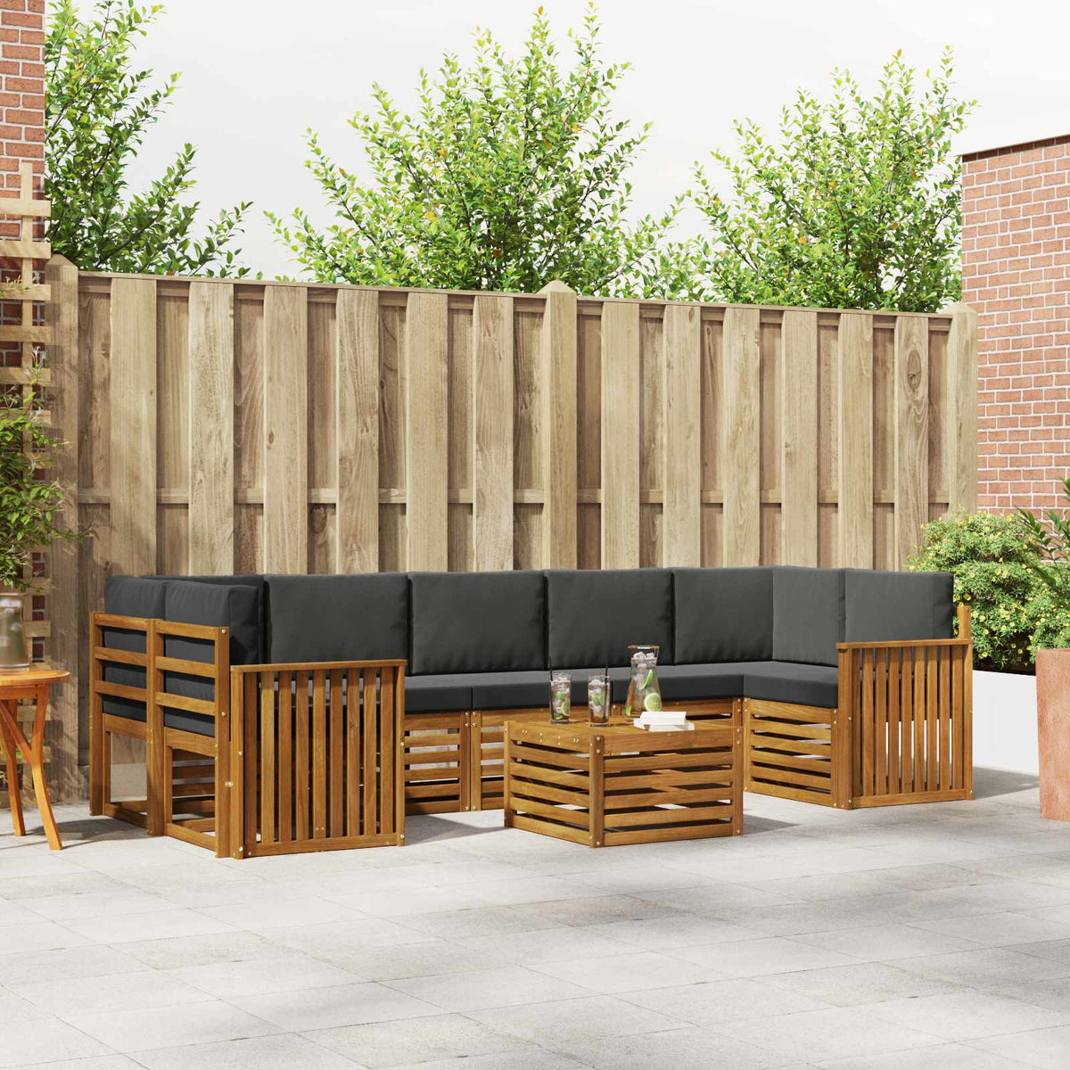 Outdoor-Sofagarnitur 8 stk. Natur und Anthrazit
