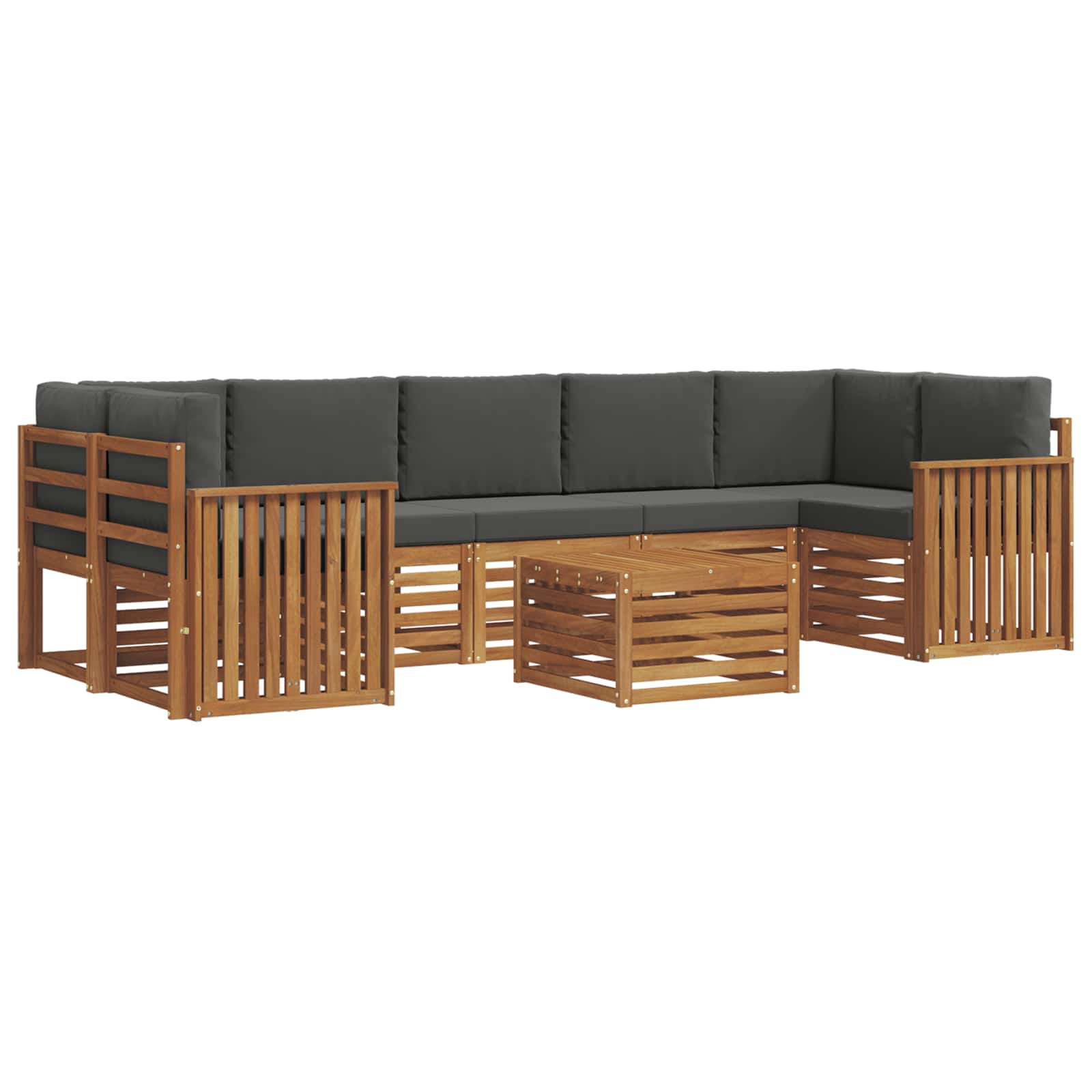 Outdoor-Sofagarnitur mit Kissen 8 pcs Natur und Anthrazit