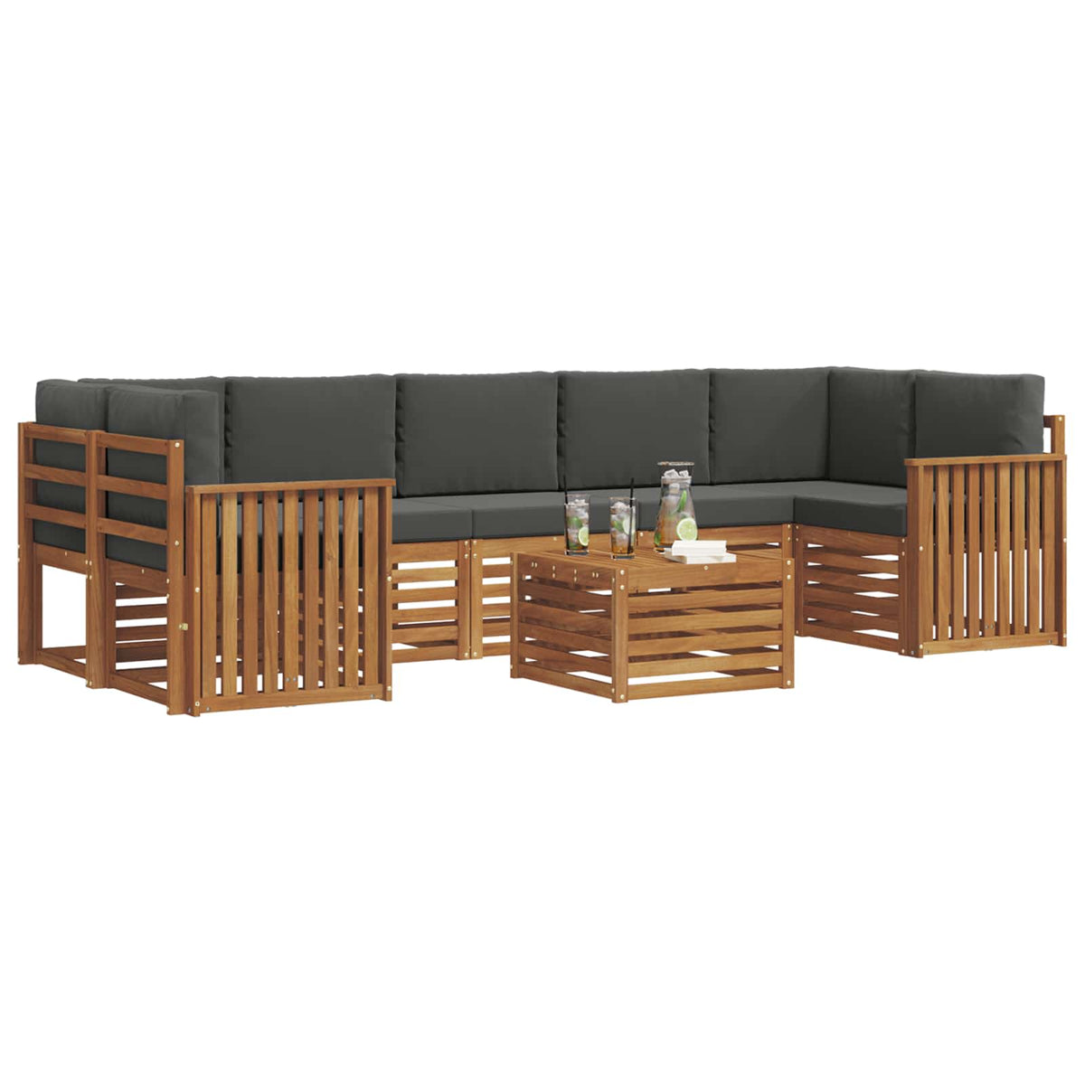 Outdoor-Sofagarnitur 8 stk. Natur und Anthrazit