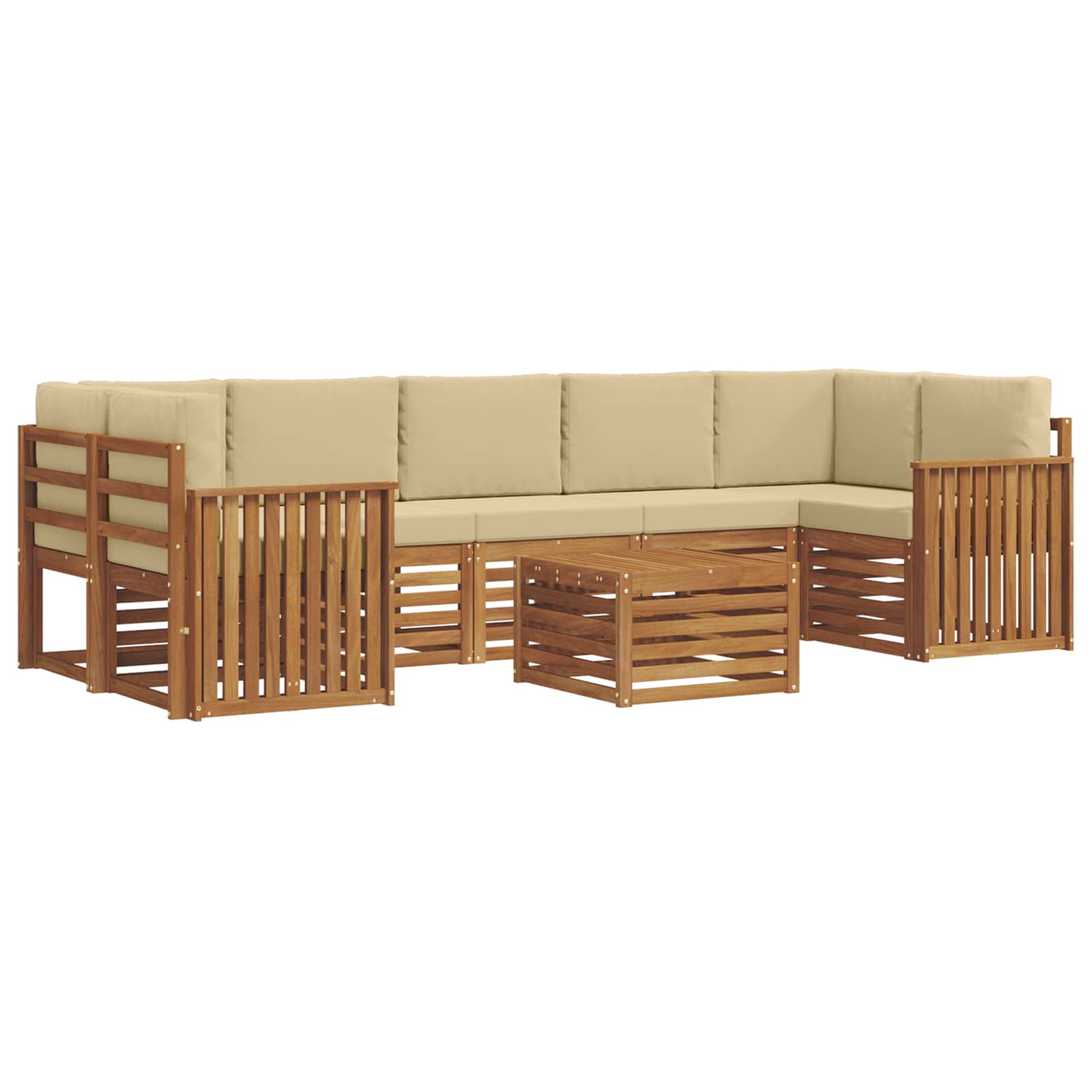 Outdoor-Sofagarnitur 8 pcs Natur und Beige Massivholz Akazie