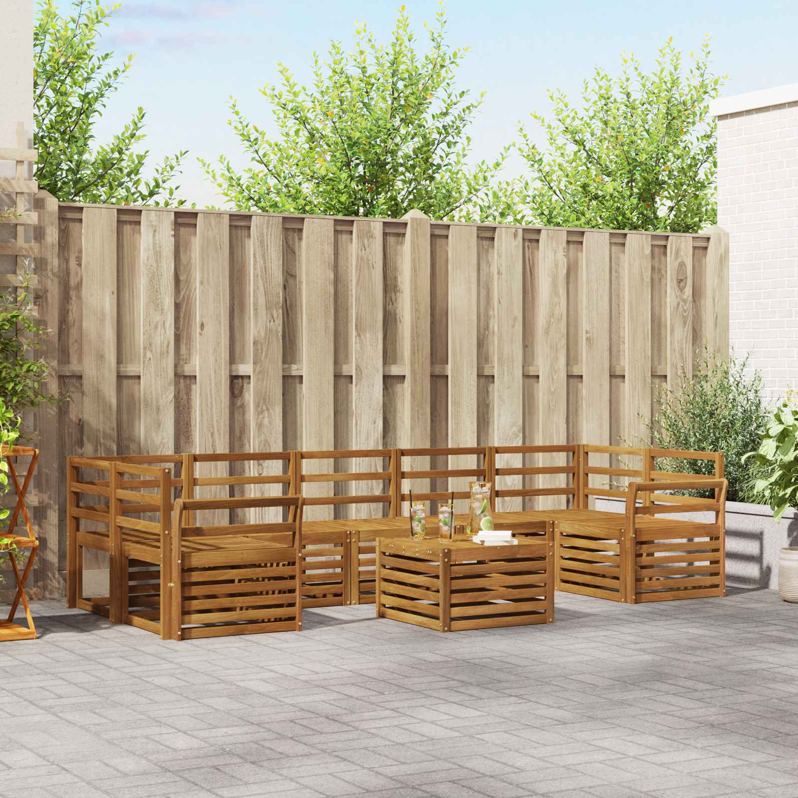 Sofagarnituren 8 pcs Natur Massivholz Akazie