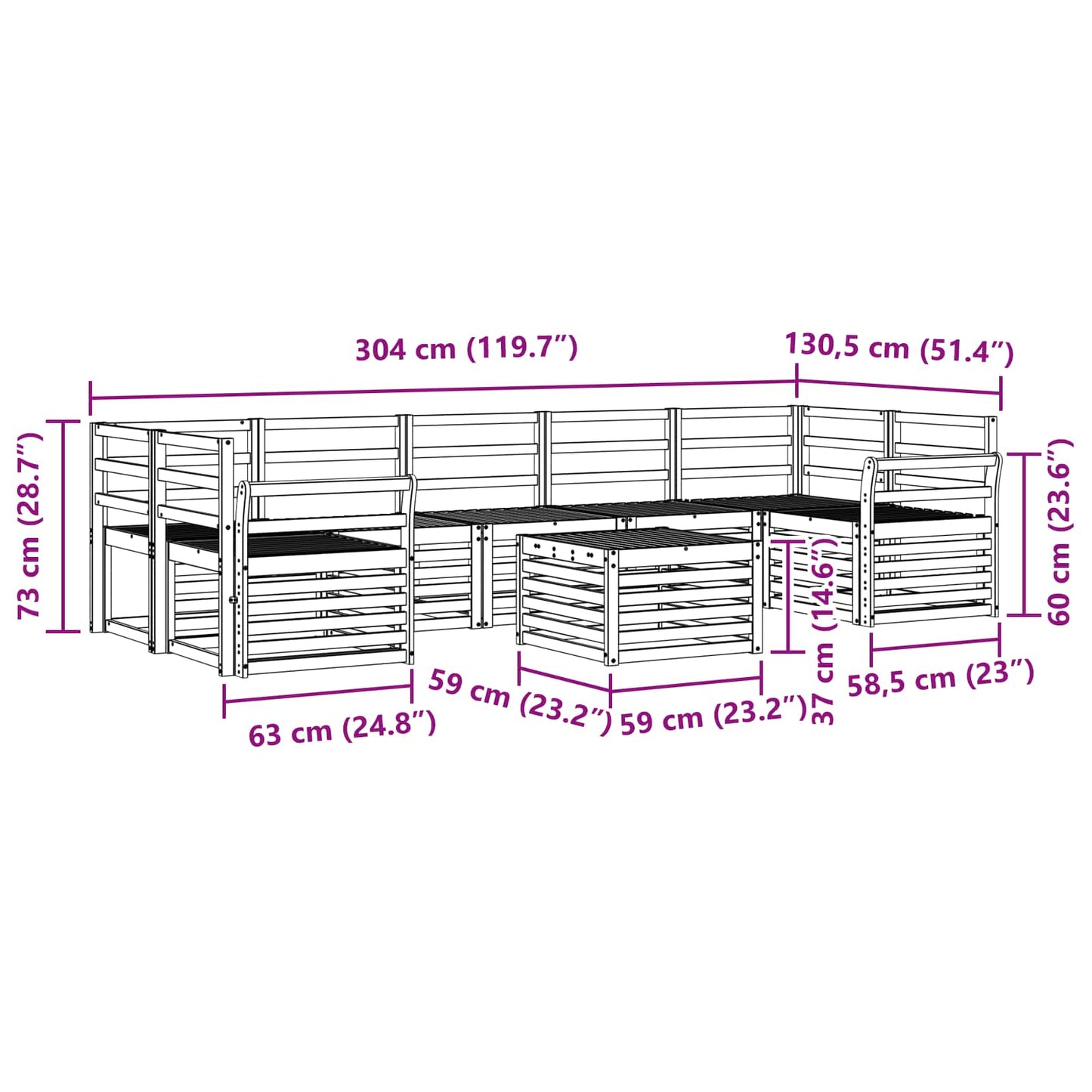 Sofagarnituren 8 pcs Natur Massivholz Akazie