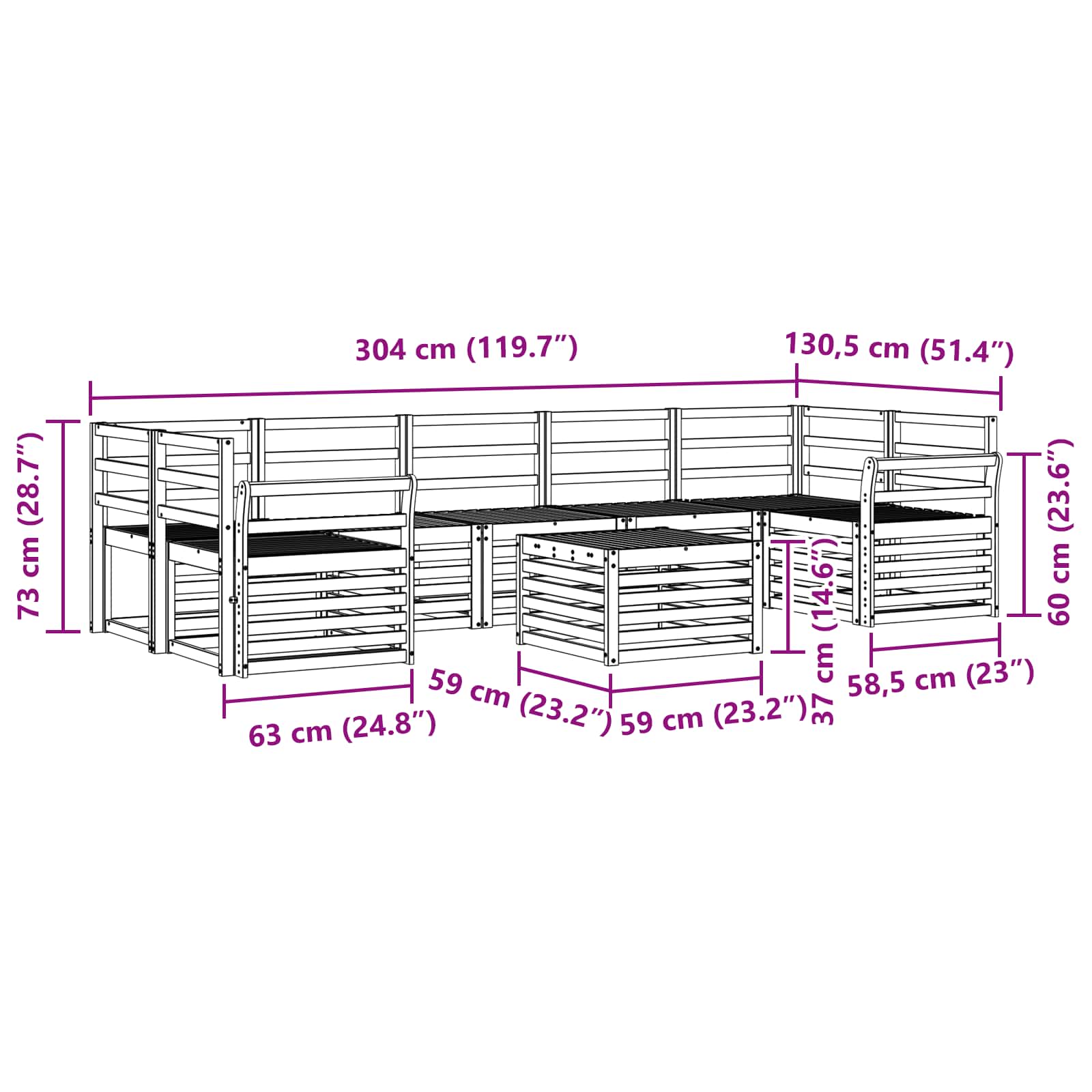 Sofagarnituren 8 pcs Natur Massivholz Akazie