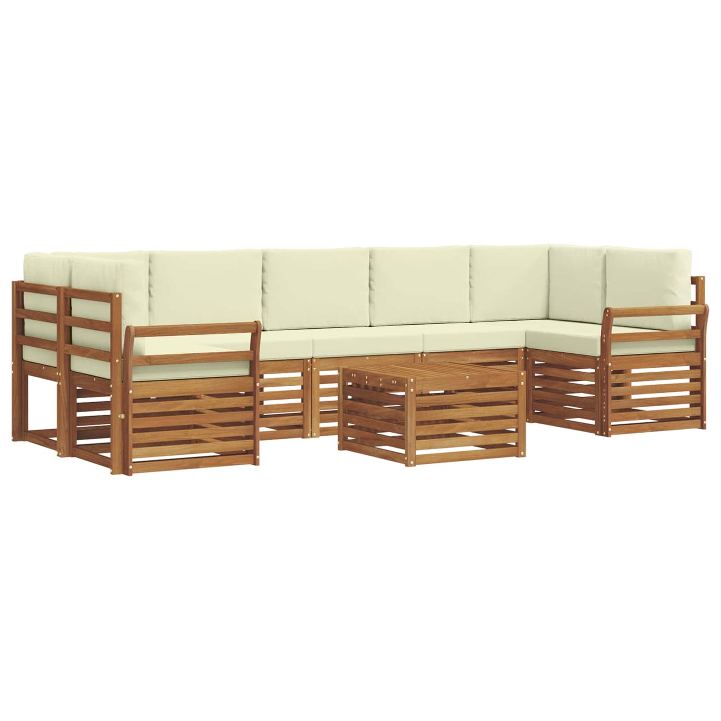 Outdoor-Sofagarnitur 8 stk. Natur und Creme Massivholz Akazie