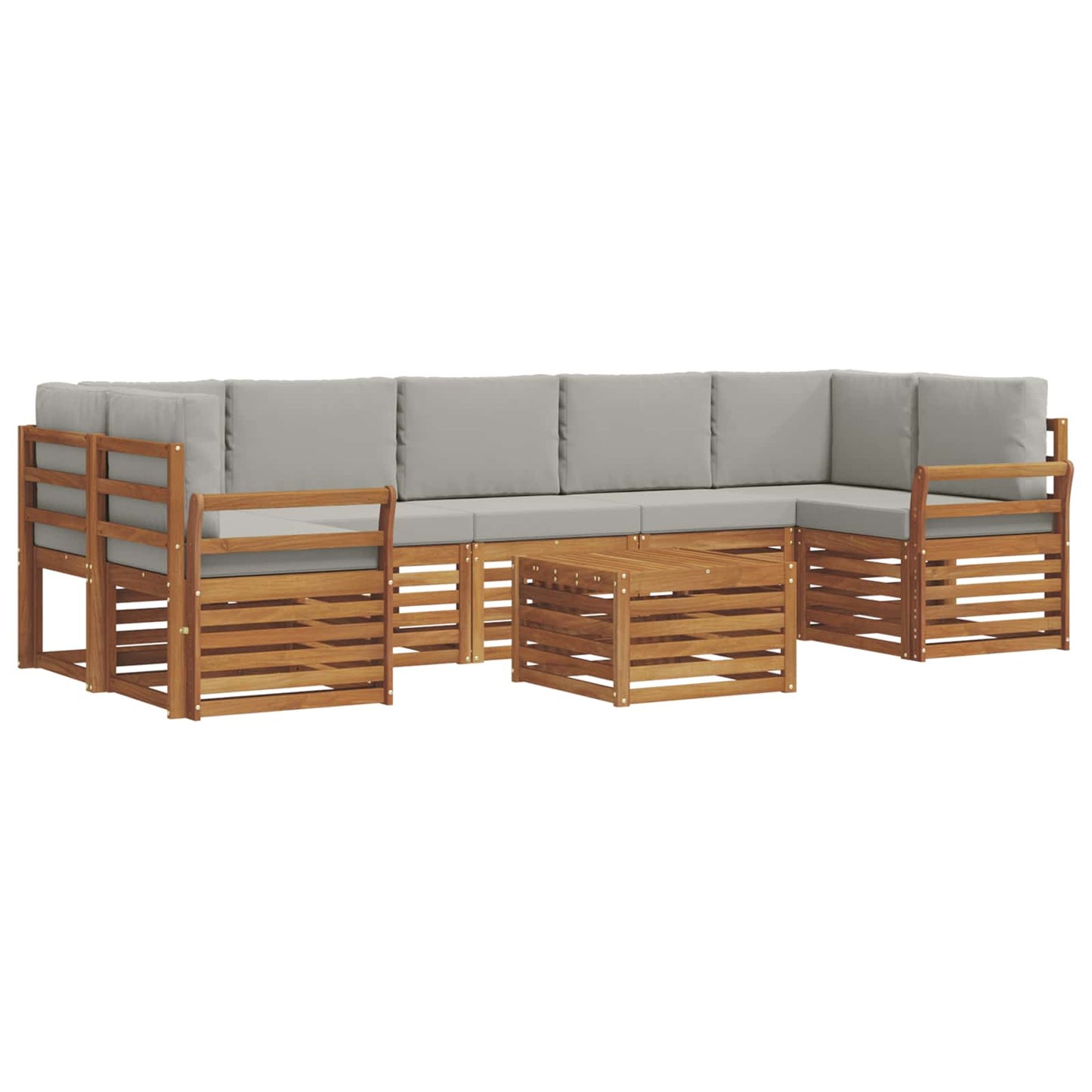 Outdoor-Sofagarnitur mit Kissen 8 pcs Natürlich und Hellgrau