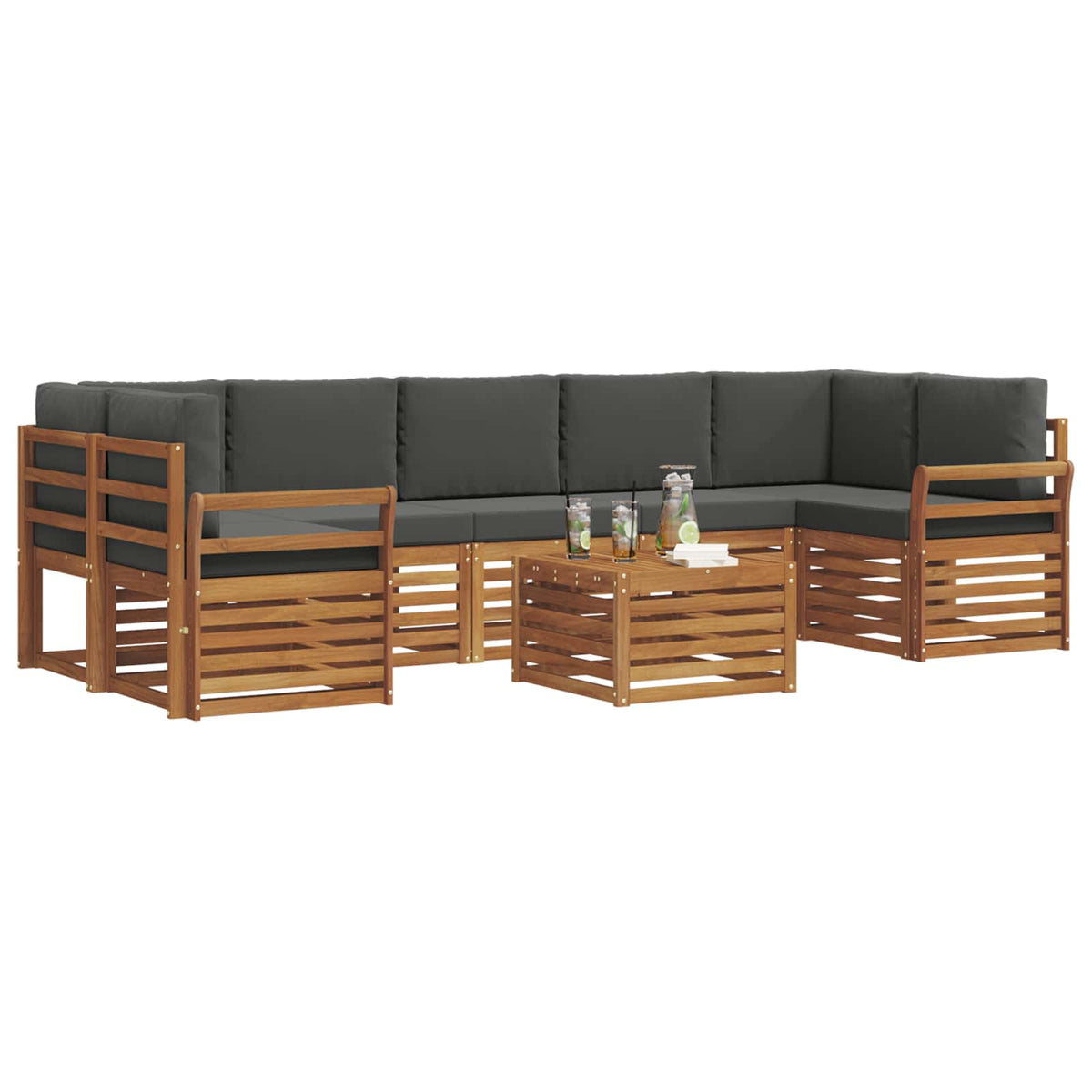 Outdoor-Sofagarnitur 8 stk. Natur und Anthrazit