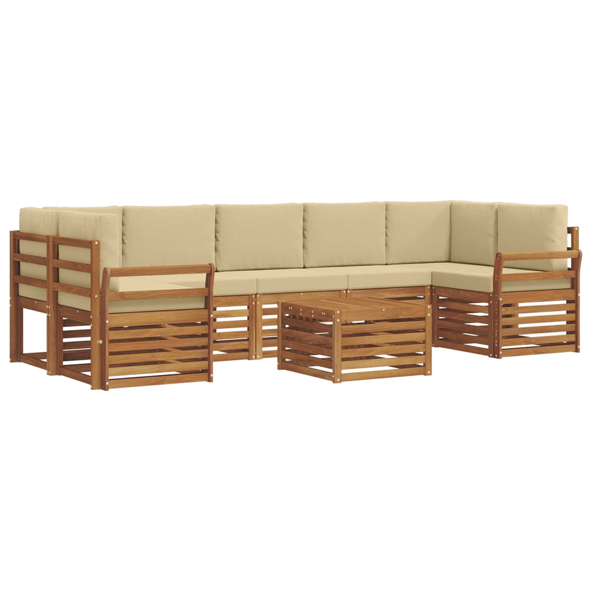 Outdoor-Sofagarnitur 8 stk. Natur und Beige Massivholz Akazie