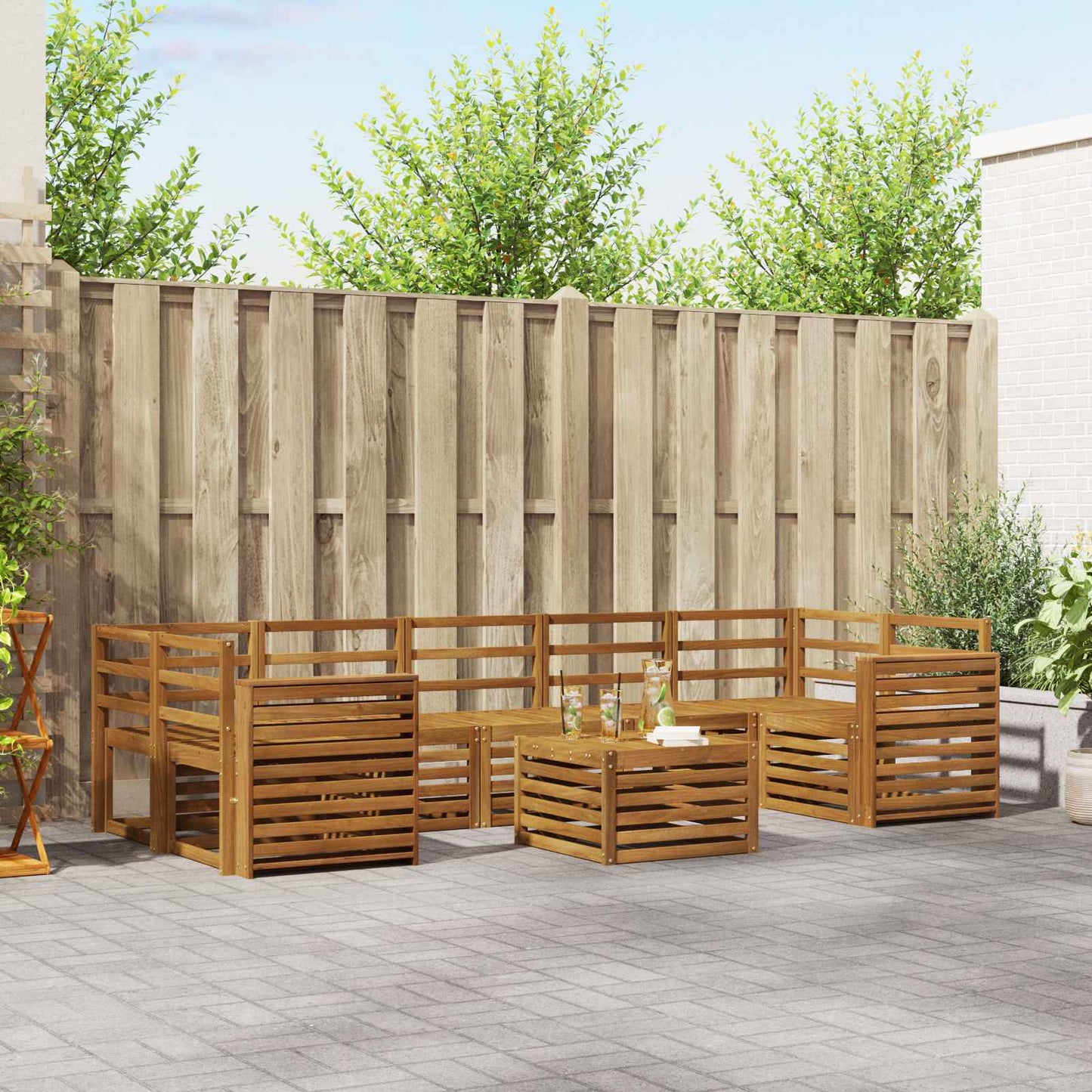 Sofagarnituren 8 pcs Natur Massivholz Akazie