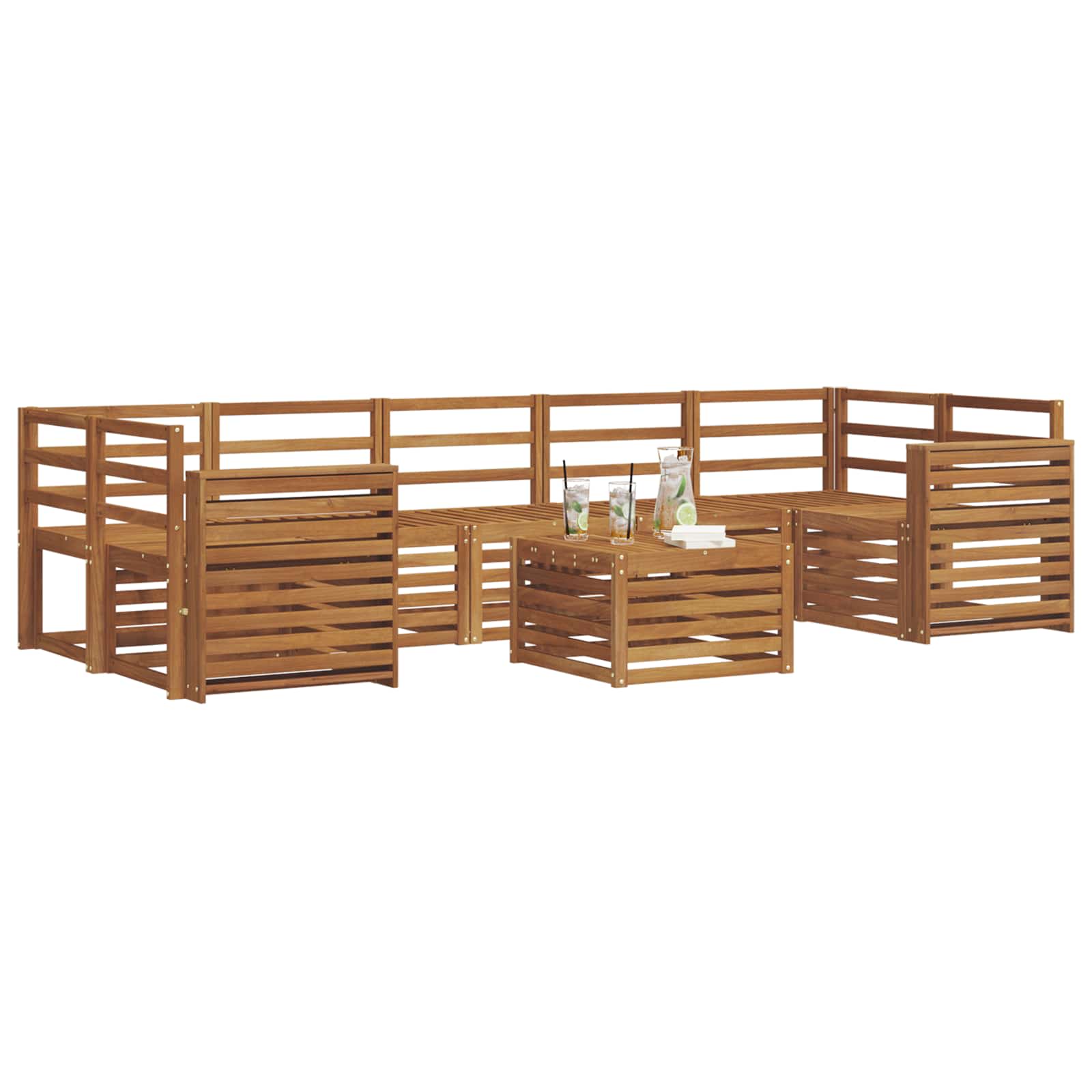 Sofagarnituren 8 pcs Natur Massivholz Akazie