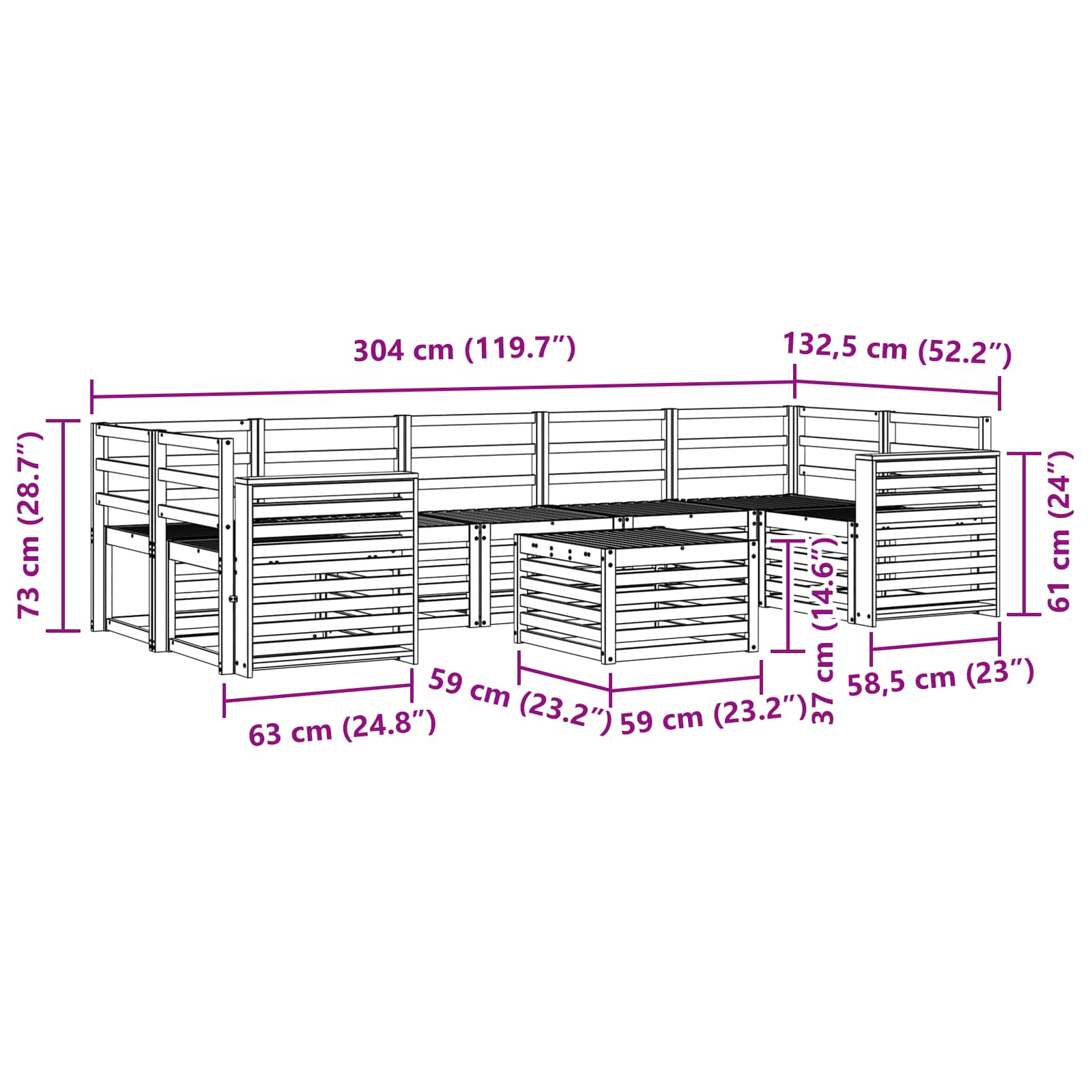 Sofagarnituren 8 pcs Natur Massivholz Akazie