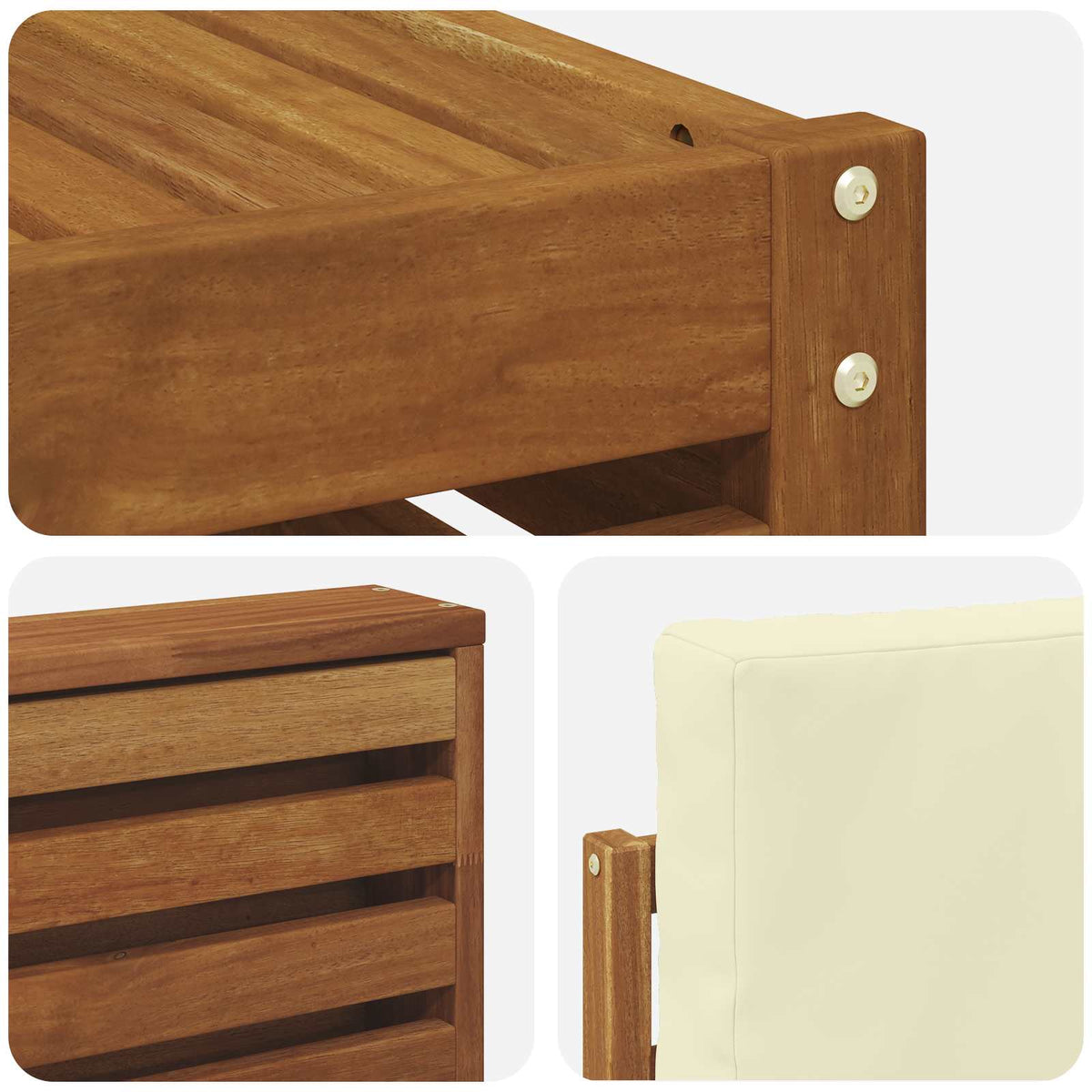 Outdoor-Sofagarnitur 8 stk. Natur und Creme Massivholz Akazie