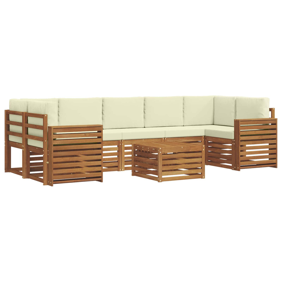 Outdoor-Sofagarnitur 8 stk. Natur und Creme Massivholz Akazie