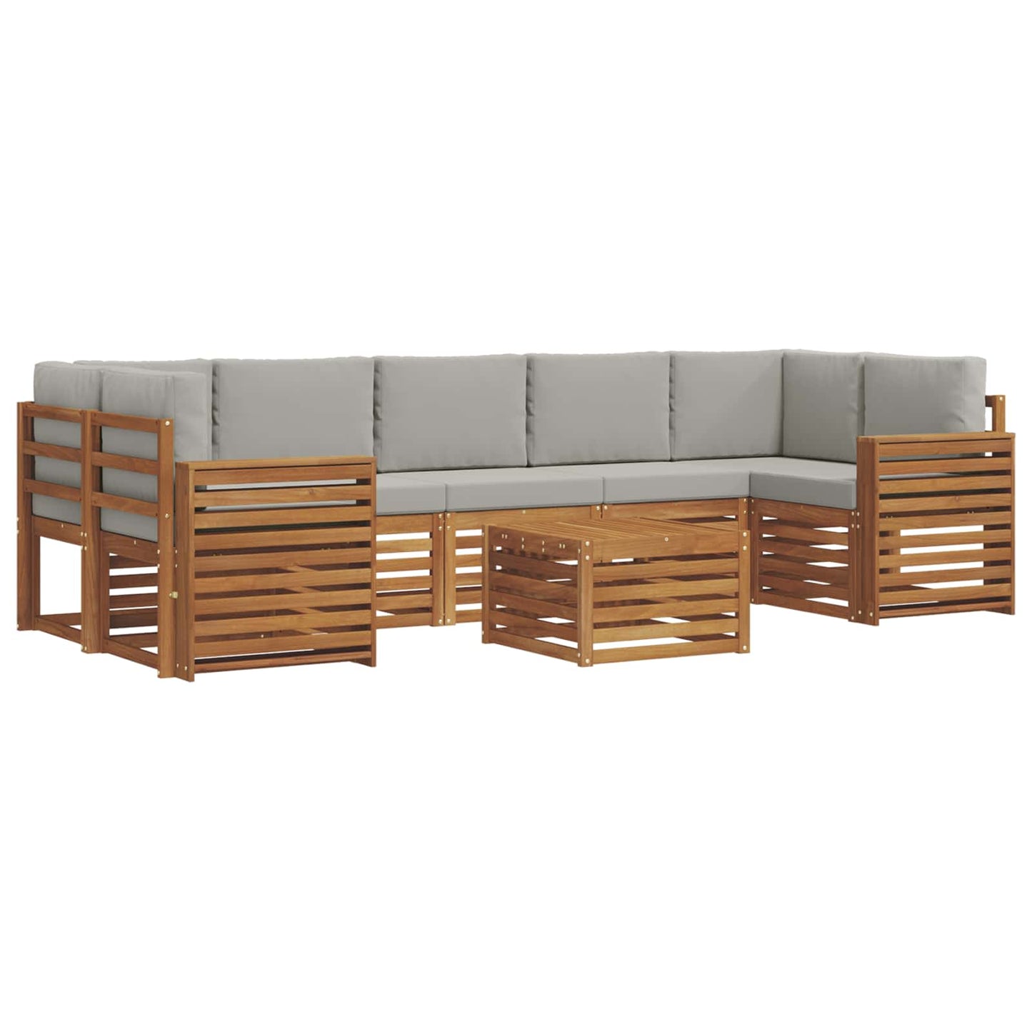 Outdoor-Sofagarnitur mit Kissen 8 pcs Natürlich und Hellgrau