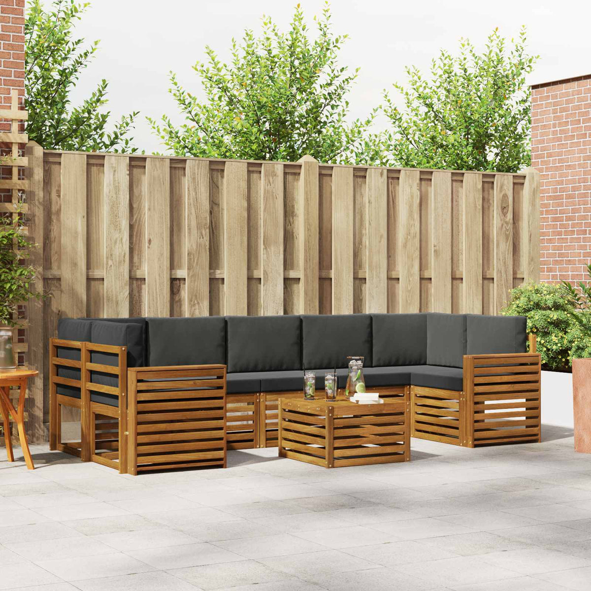 Outdoor-Sofagarnitur 8 stk. Natur und Anthrazit