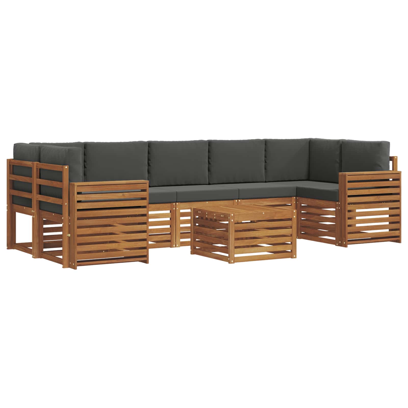 Outdoor-Sofagarnitur mit Kissen 8 pcs Natur und Anthrazit