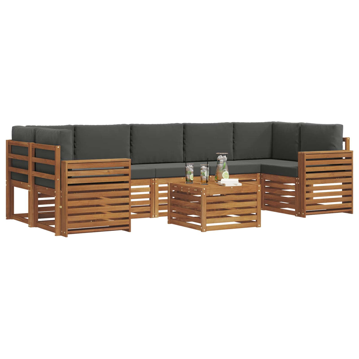 Outdoor-Sofagarnitur 8 stk. Natur und Anthrazit
