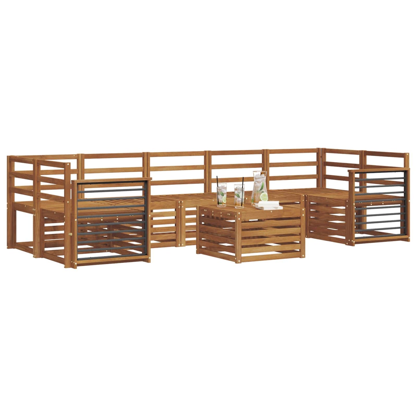 Sofagarnituren 8 pcs Natur Massivholz Akazie