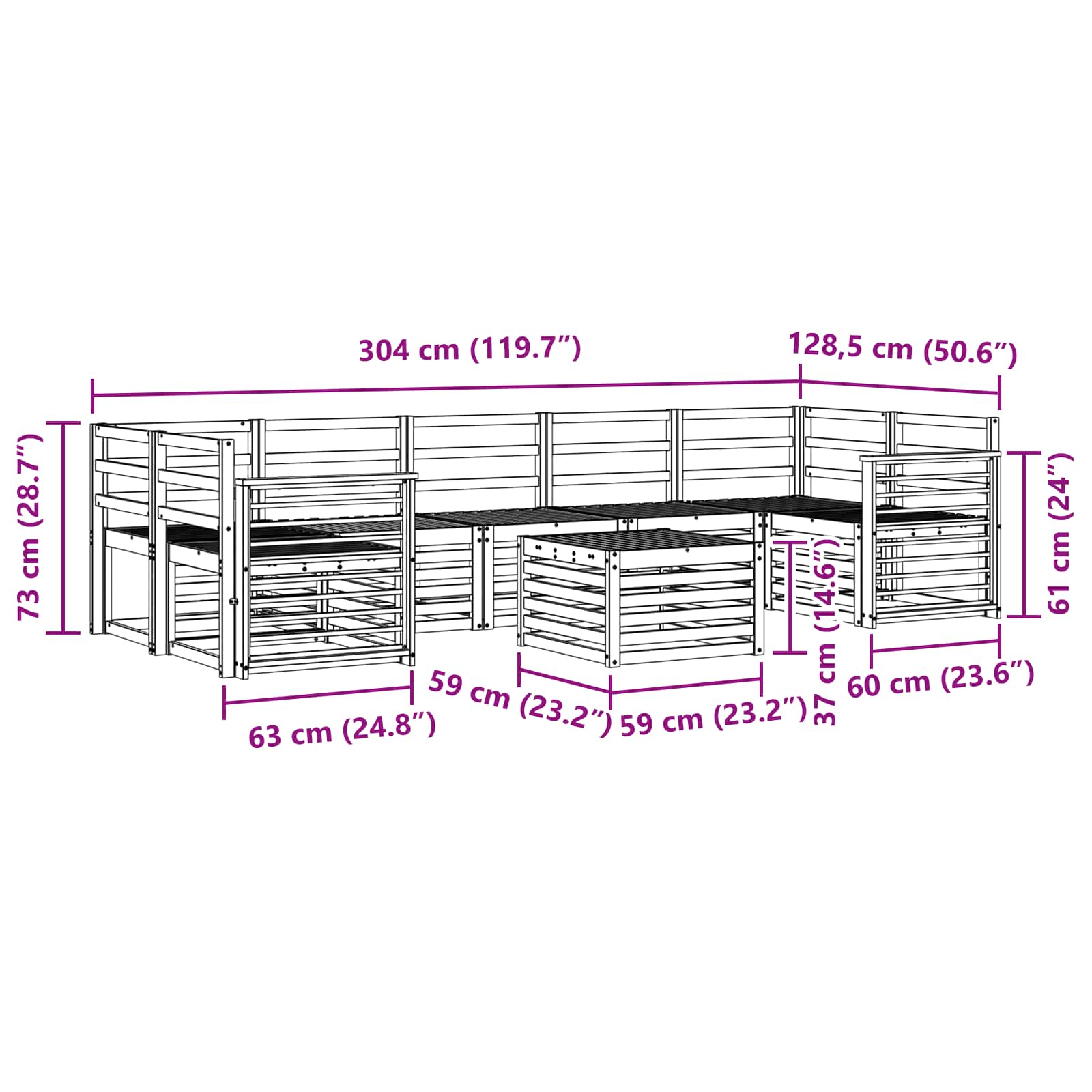 Sofagarnituren 8 pcs Natur Massivholz Akazie