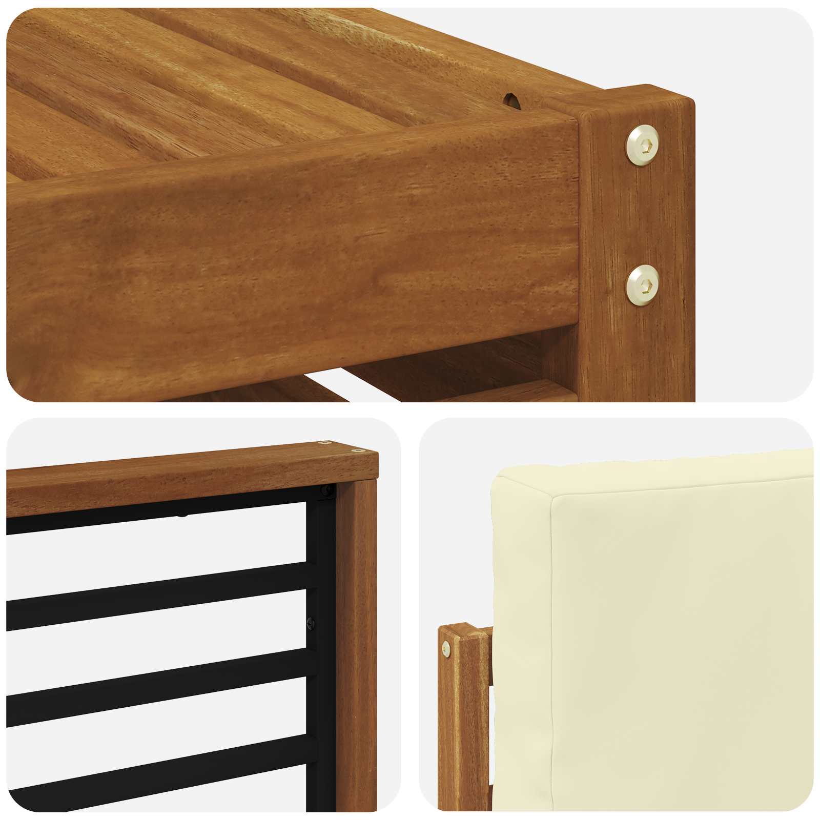 Outdoor-Sofagarnitur 8 stk. Natur und Creme Massivholz Akazie