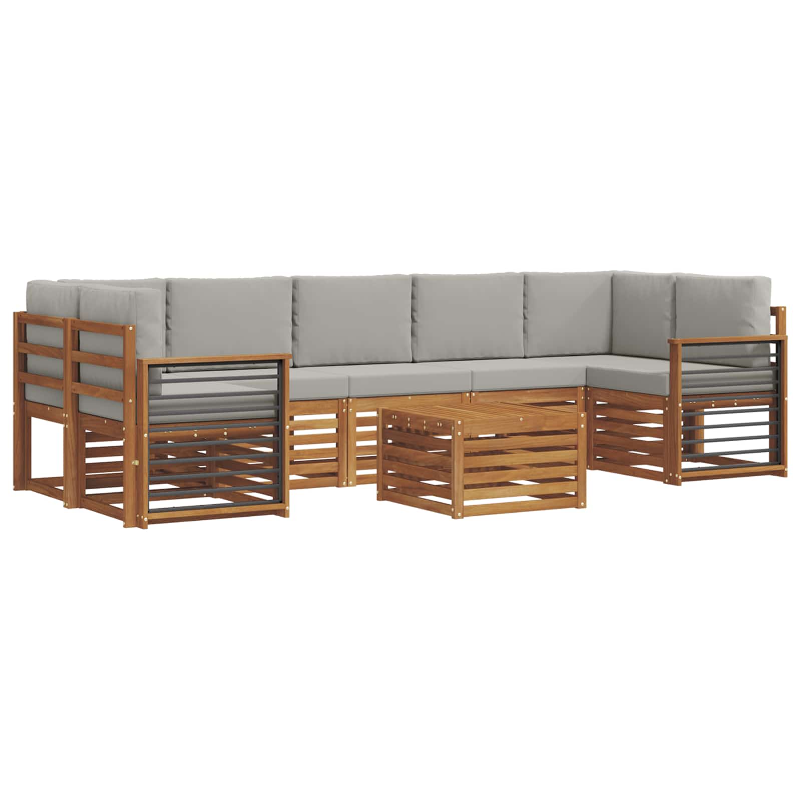 Outdoor-Sofagarnitur mit Kissen 8 pcs Natürlich und Hellgrau