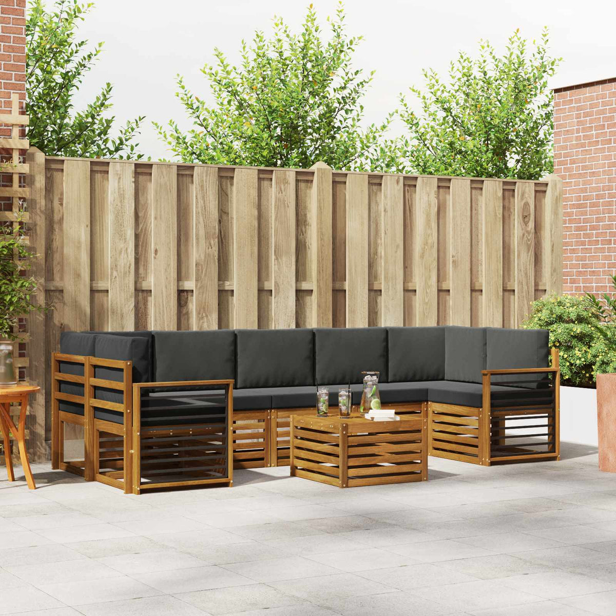 Outdoor-Sofagarnitur 8 stk. Natur und Anthrazit