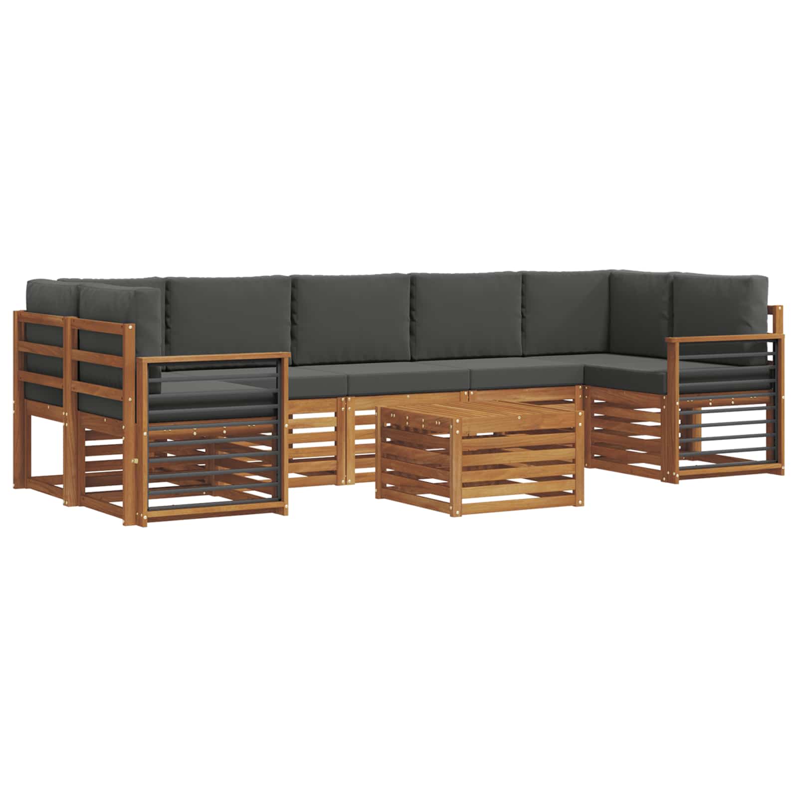 Outdoor-Sofagarnitur mit Kissen 8 pcs Natur und Anthrazit