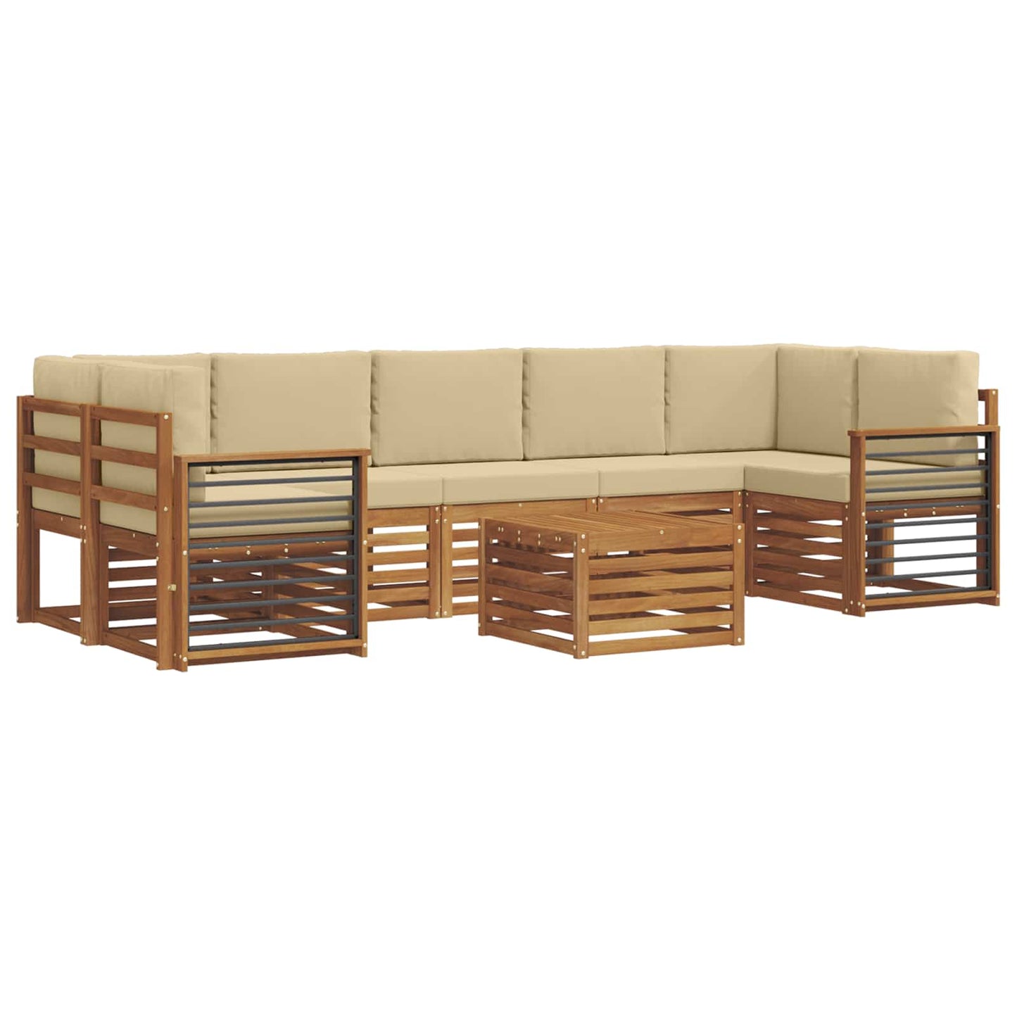 Outdoor-Sofagarnitur 8 pcs Natur und Beige Massivholz Akazie