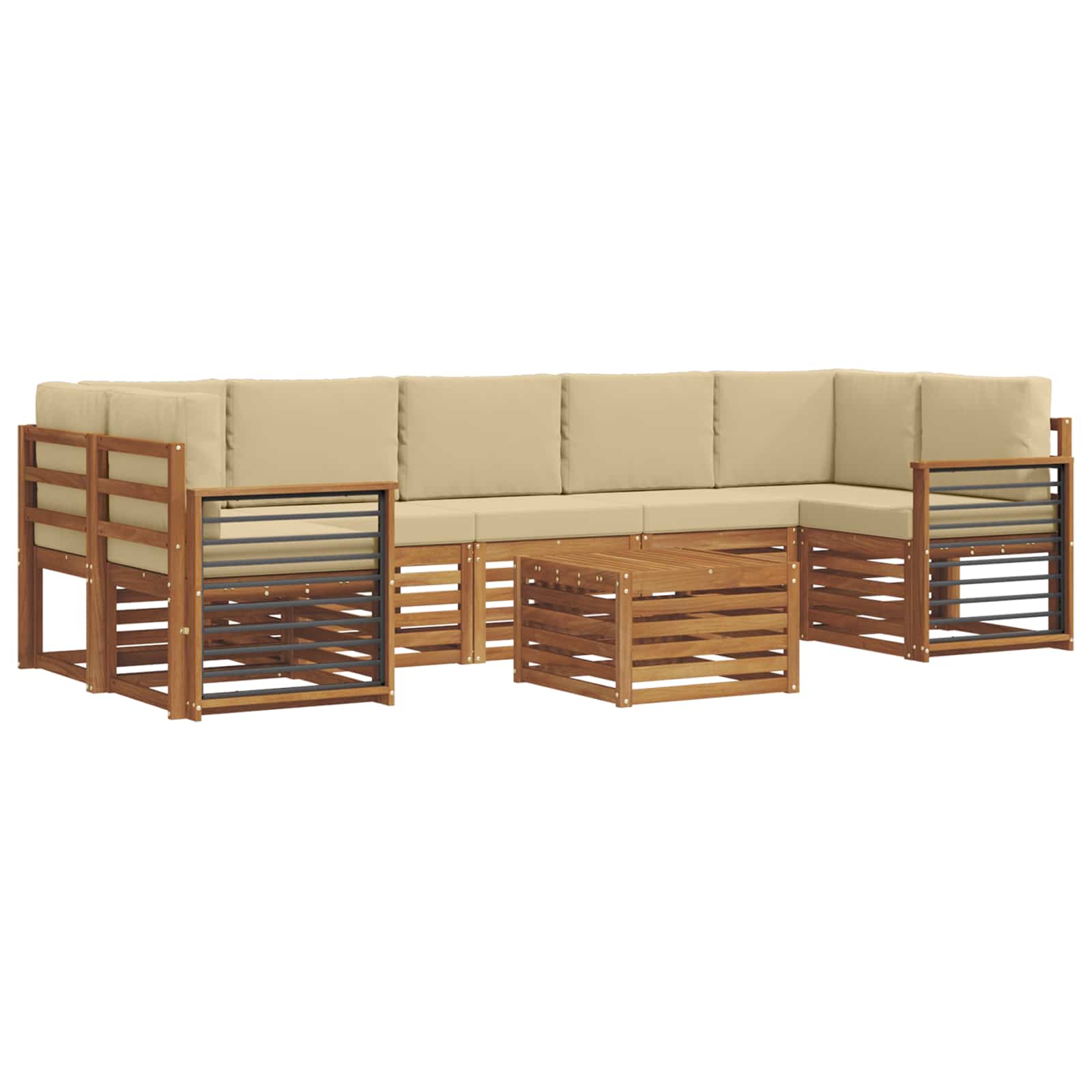 Outdoor-Sofagarnitur 8 pcs Natur und Beige Massivholz Akazie