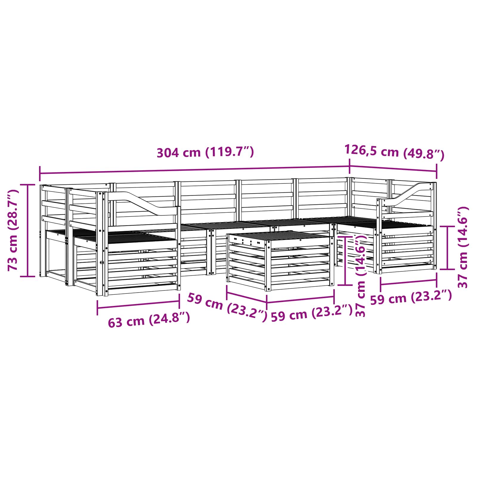 Sofagarnituren 8 pcs Natur Massivholz Akazie