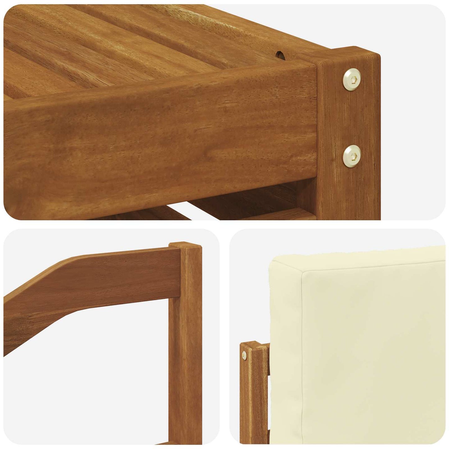 Outdoor-Sofagarnitur 8 stk. Natur und Creme Massivholz Akazie