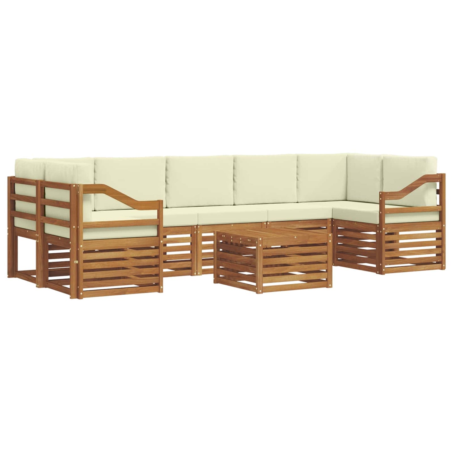Outdoor-Sofagarnitur 8 stk. Natur und Creme Massivholz Akazie