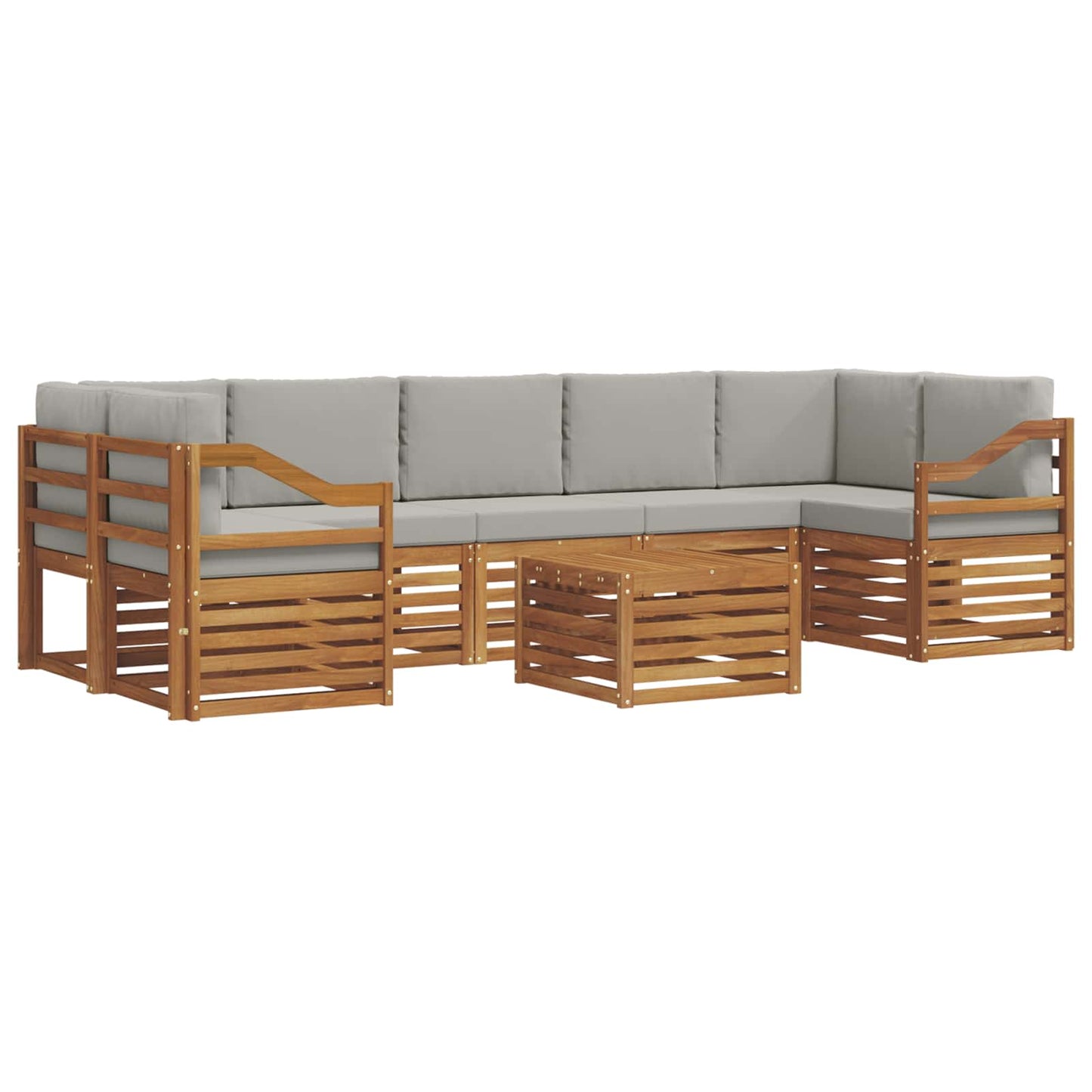 Outdoor-Sofagarnitur mit Kissen 8 pcs Natürlich und Hellgrau