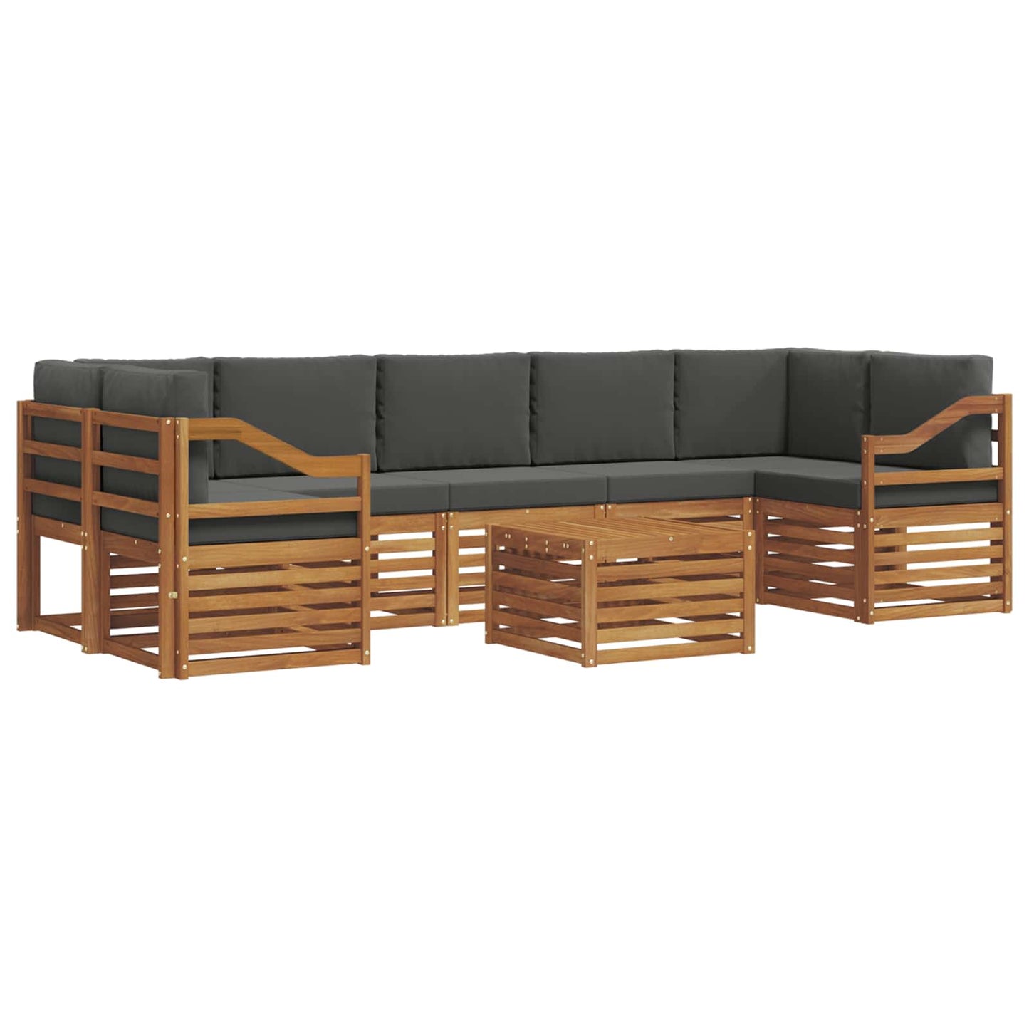 Outdoor-Sofagarnitur mit Kissen 8 pcs Natur und Anthrazit