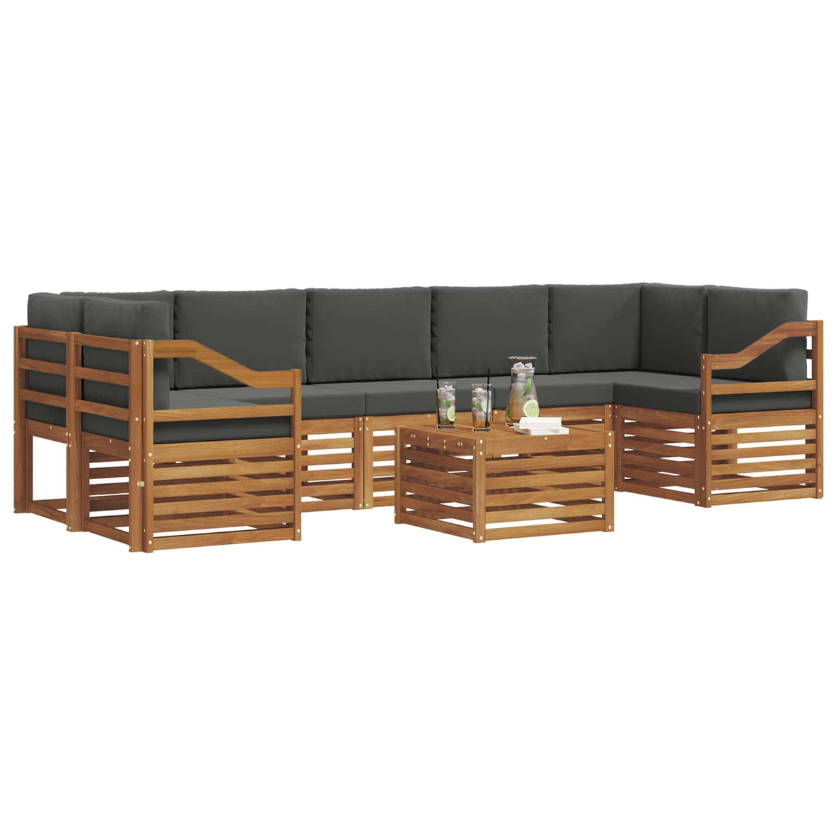 Outdoor-Sofagarnitur 8 stk. Natur und Anthrazit
