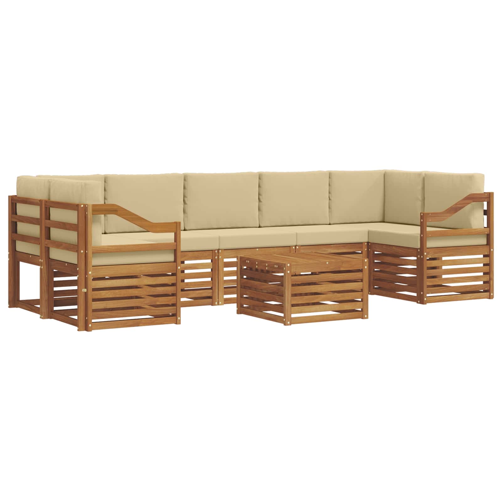 Outdoor-Sofagarnitur 8 pcs Natur und Beige Massivholz Akazie