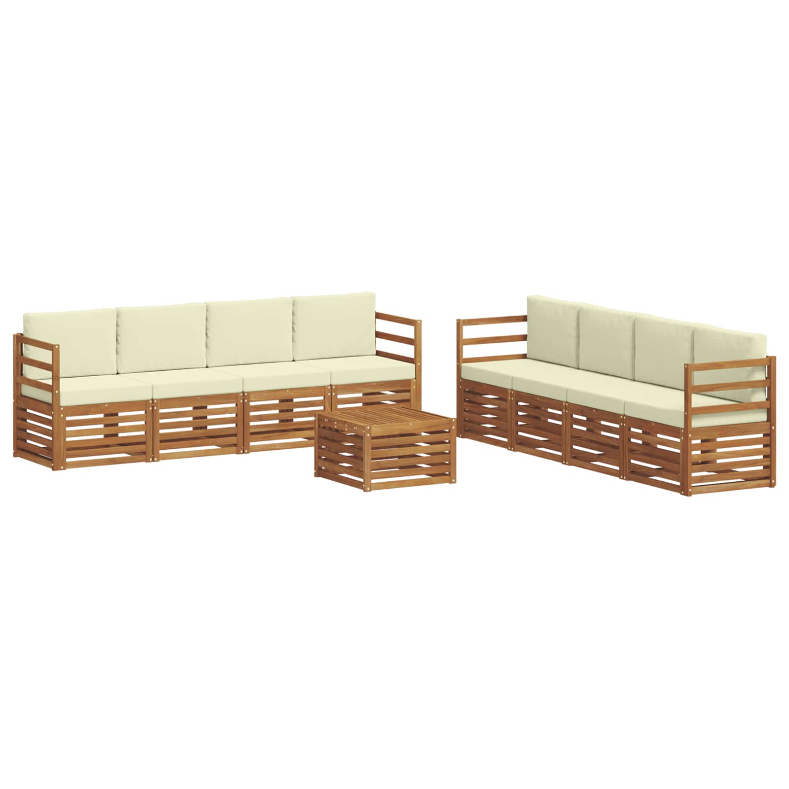 Sofagarnituren 9 pcs Natur und Creme Massivholz Akazie