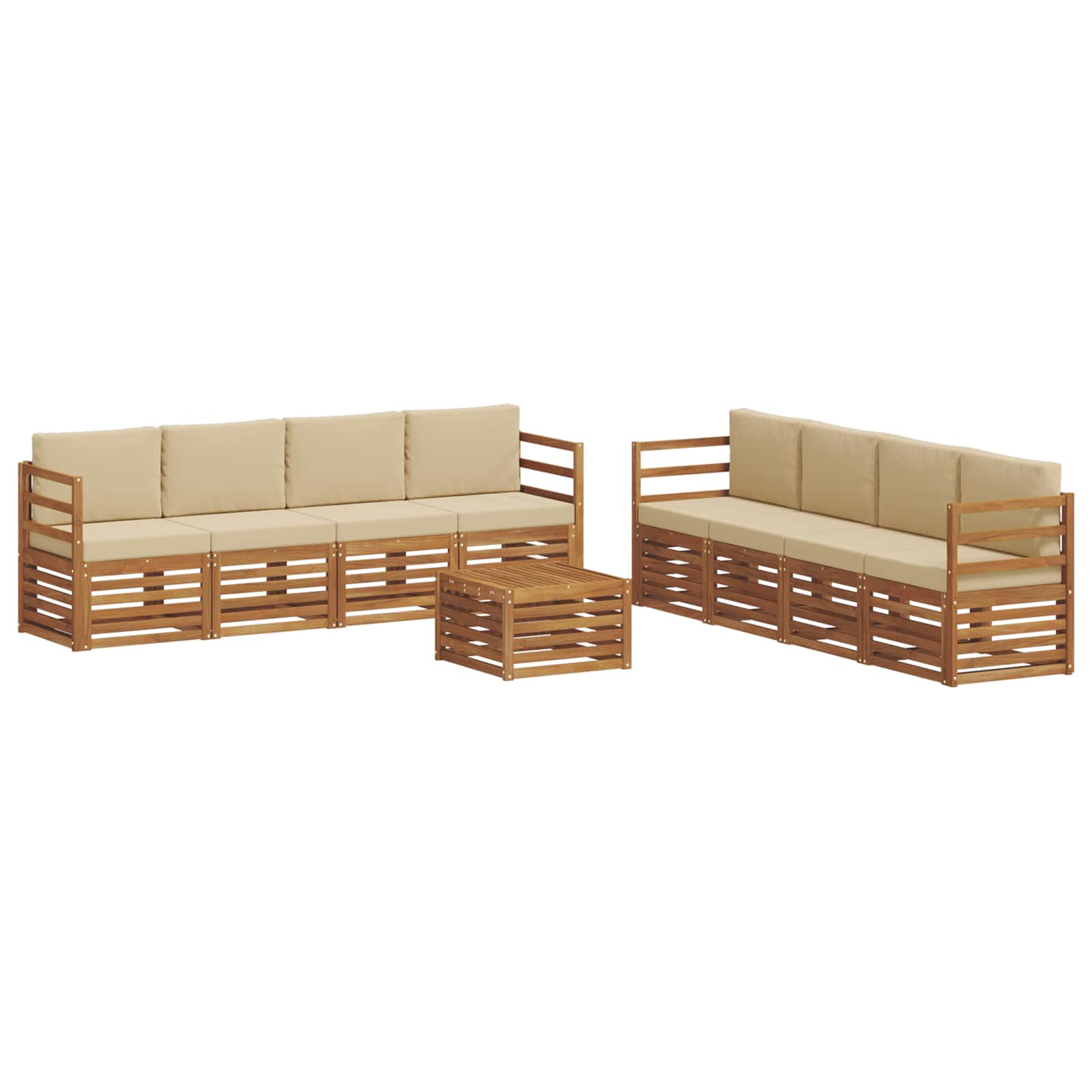 Sofagarnituren 9 pcs Natur und Beige Massivholz Akazie